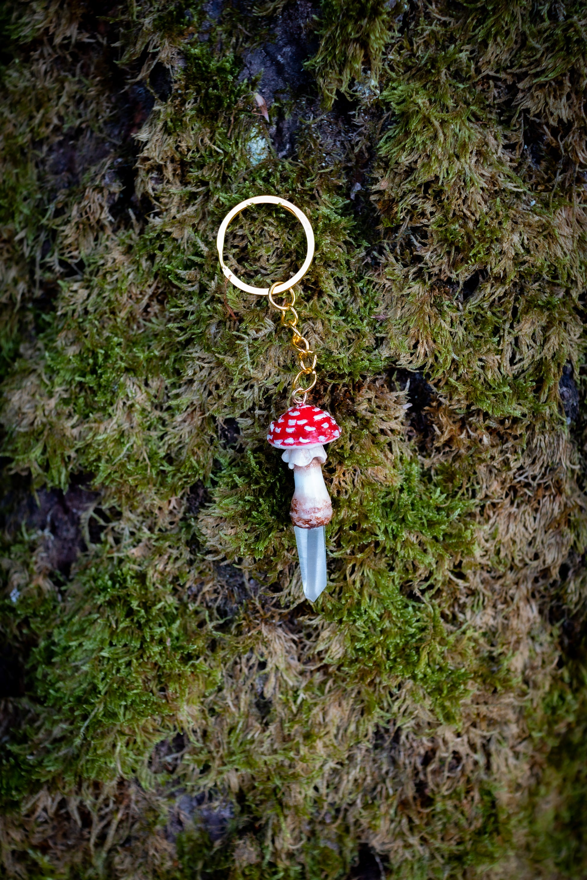 Amanita Muscaria Keychain Gold