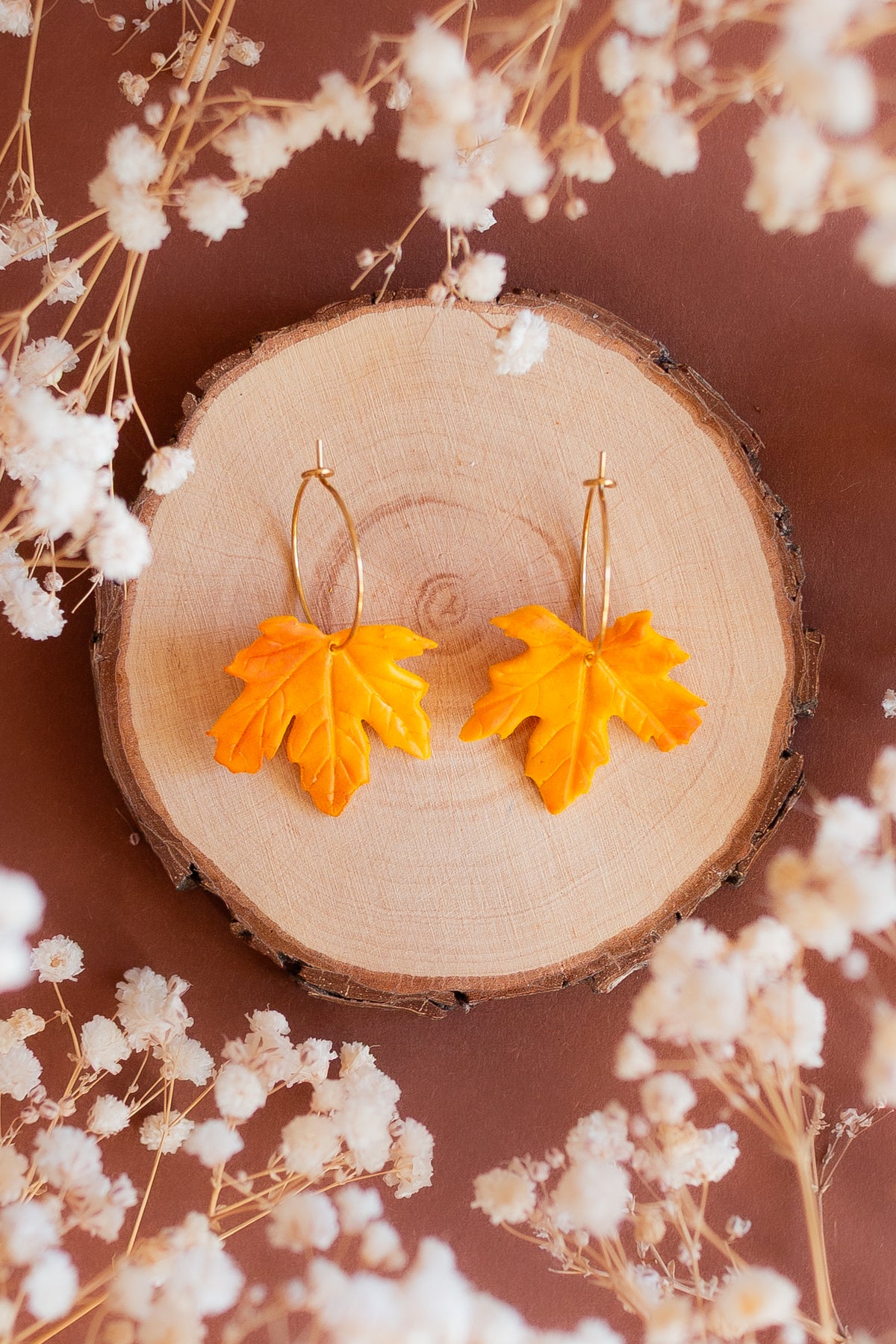 Maple Leaf Hoop Earrings