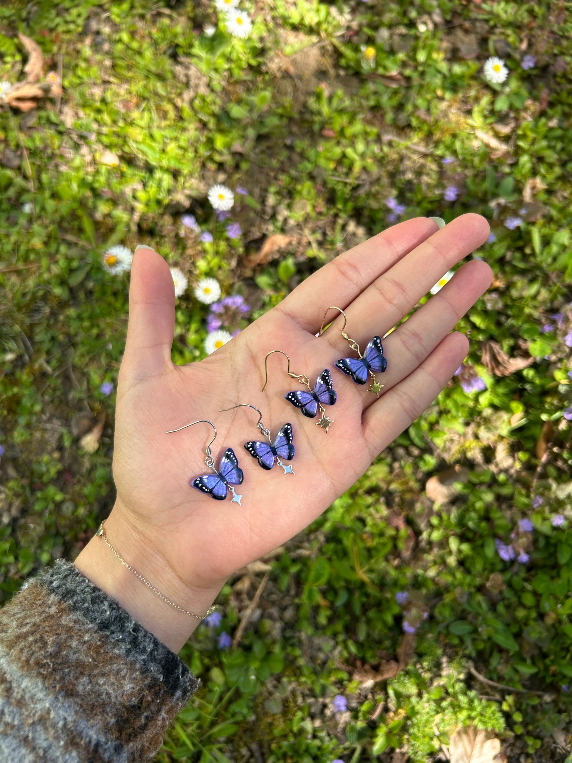 Violetter Morphofalter Ohrringe