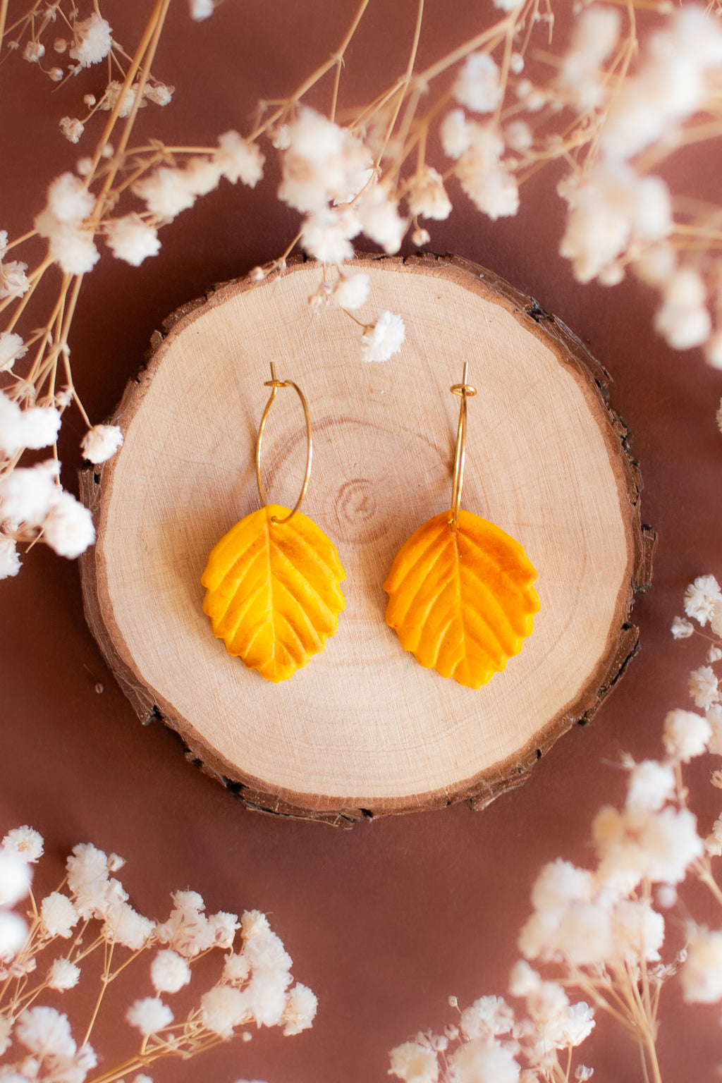 Beech Leaf Hoop Earrings