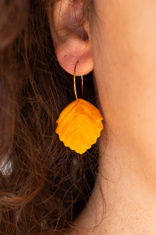 Beech Leaf Hoop Earrings