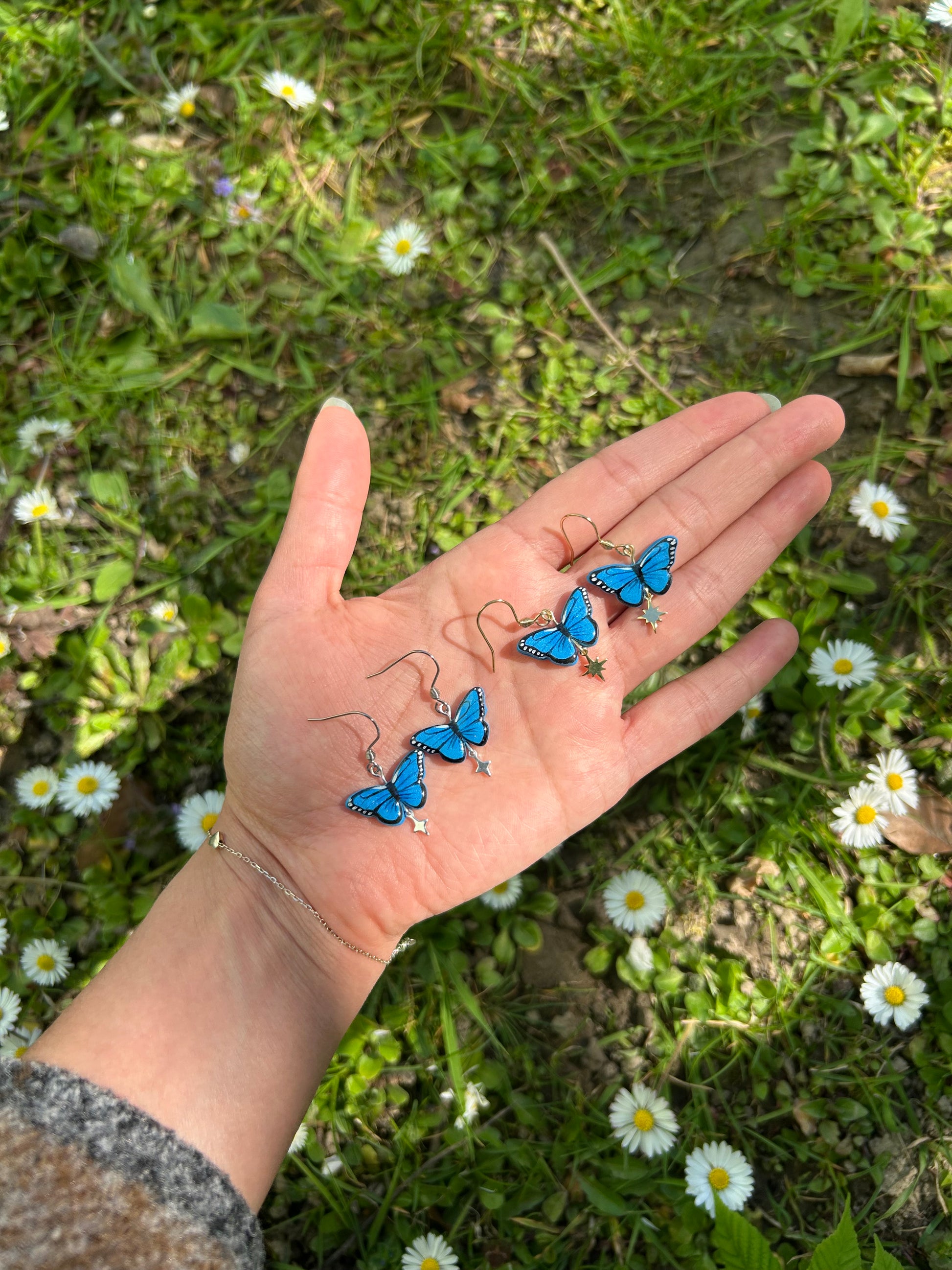 Blauer Morphofalter Ohrringe