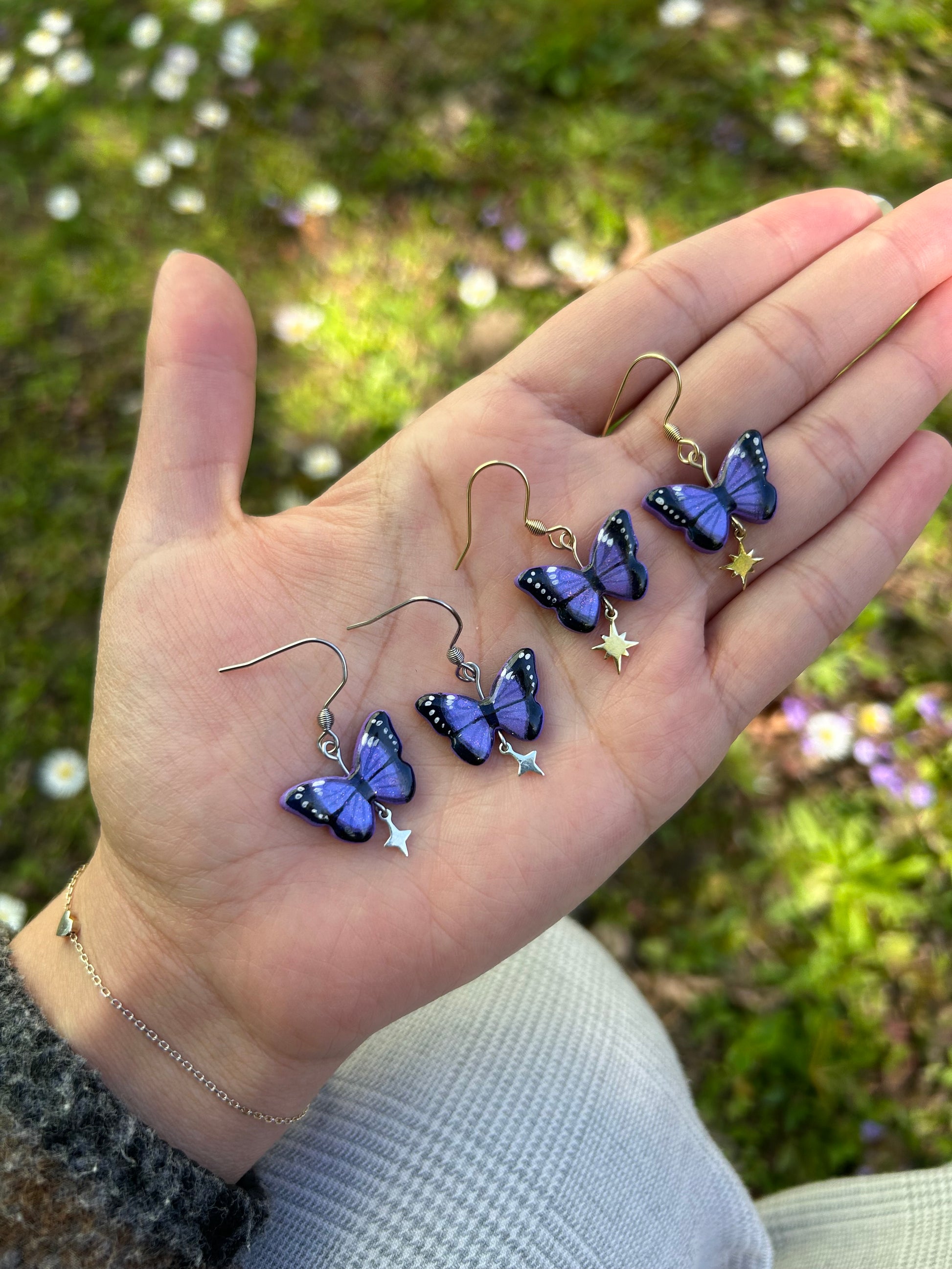 Violetter Morphofalter Ohrringe