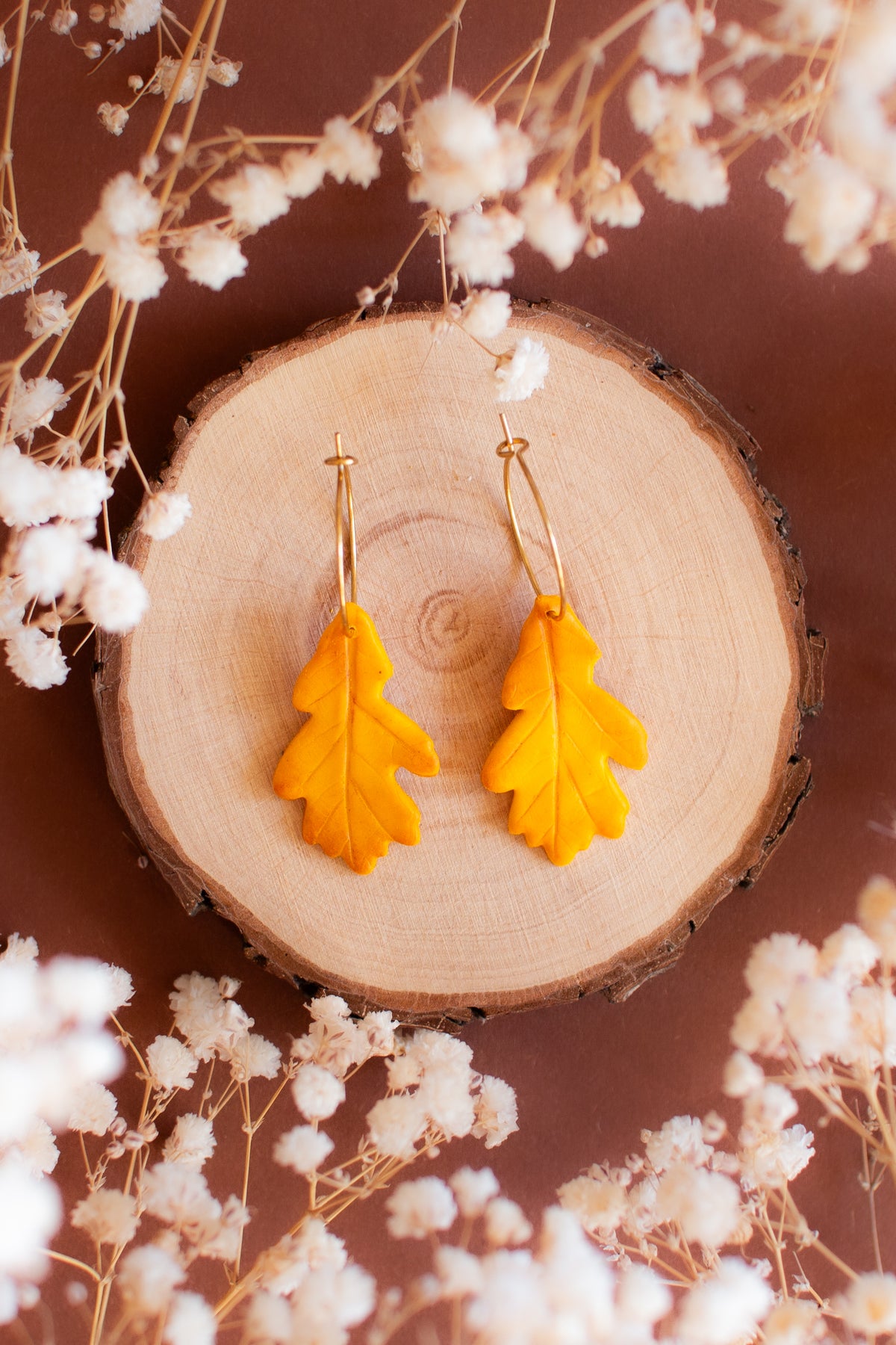 Oak Leaf Hoop Earrings