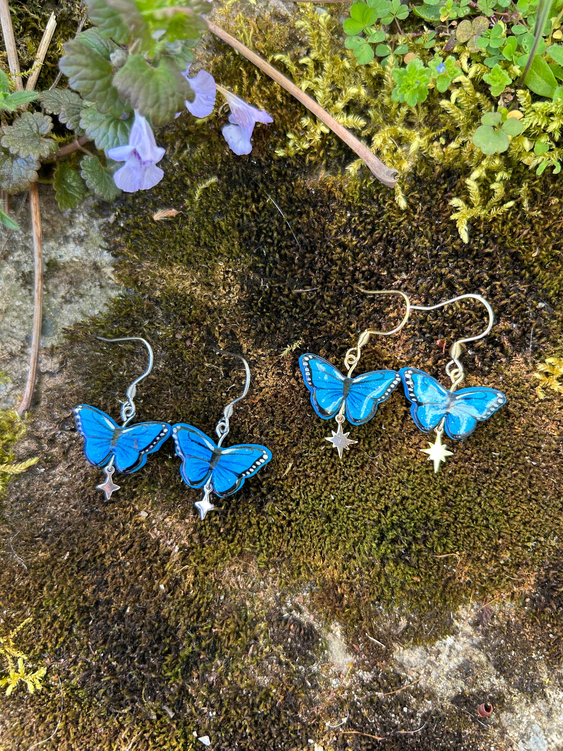 Blauer Morphofalter Ohrringe