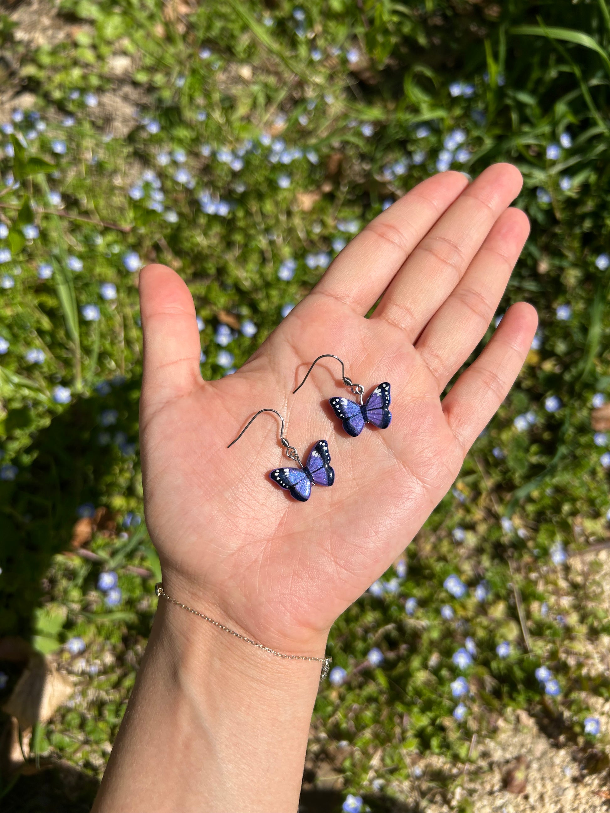 Violetter Morphofalter Ohrringe