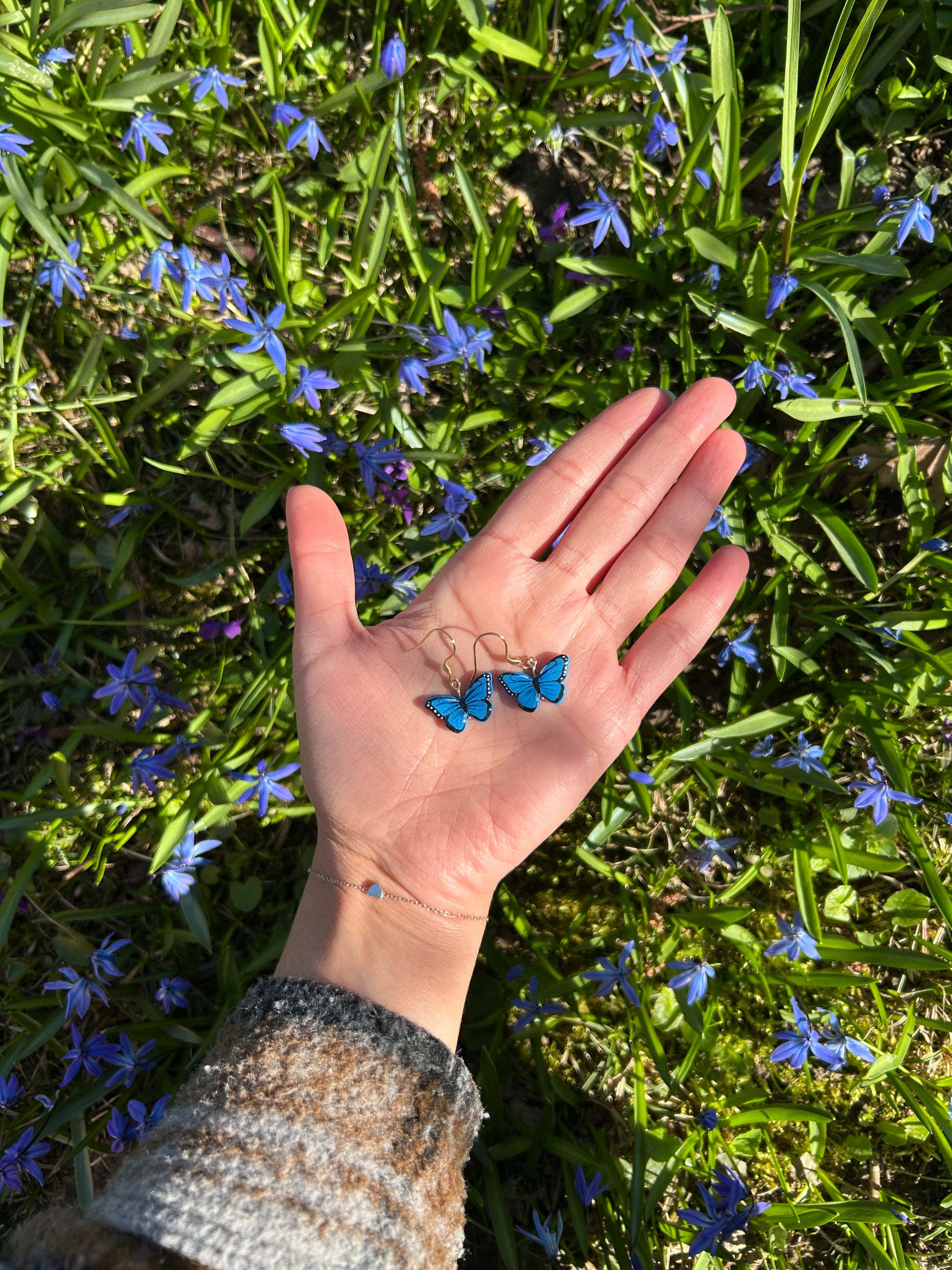 Blauer Morphofalter Ohrringe