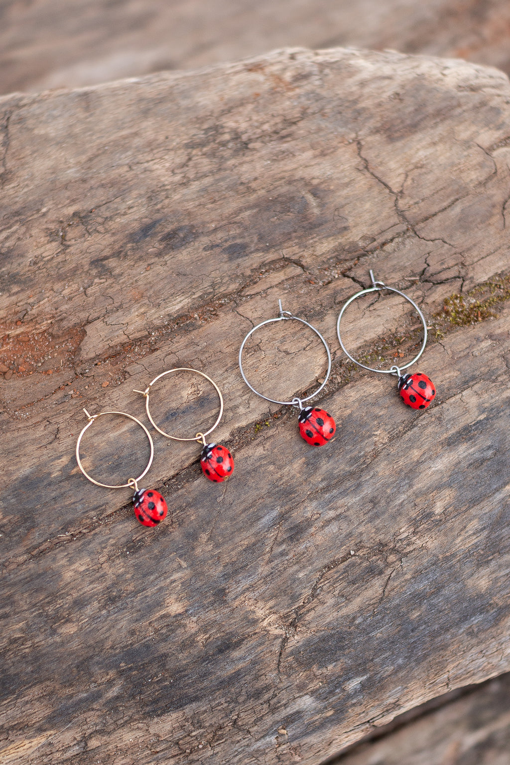 Ladybug Hoop Earrings