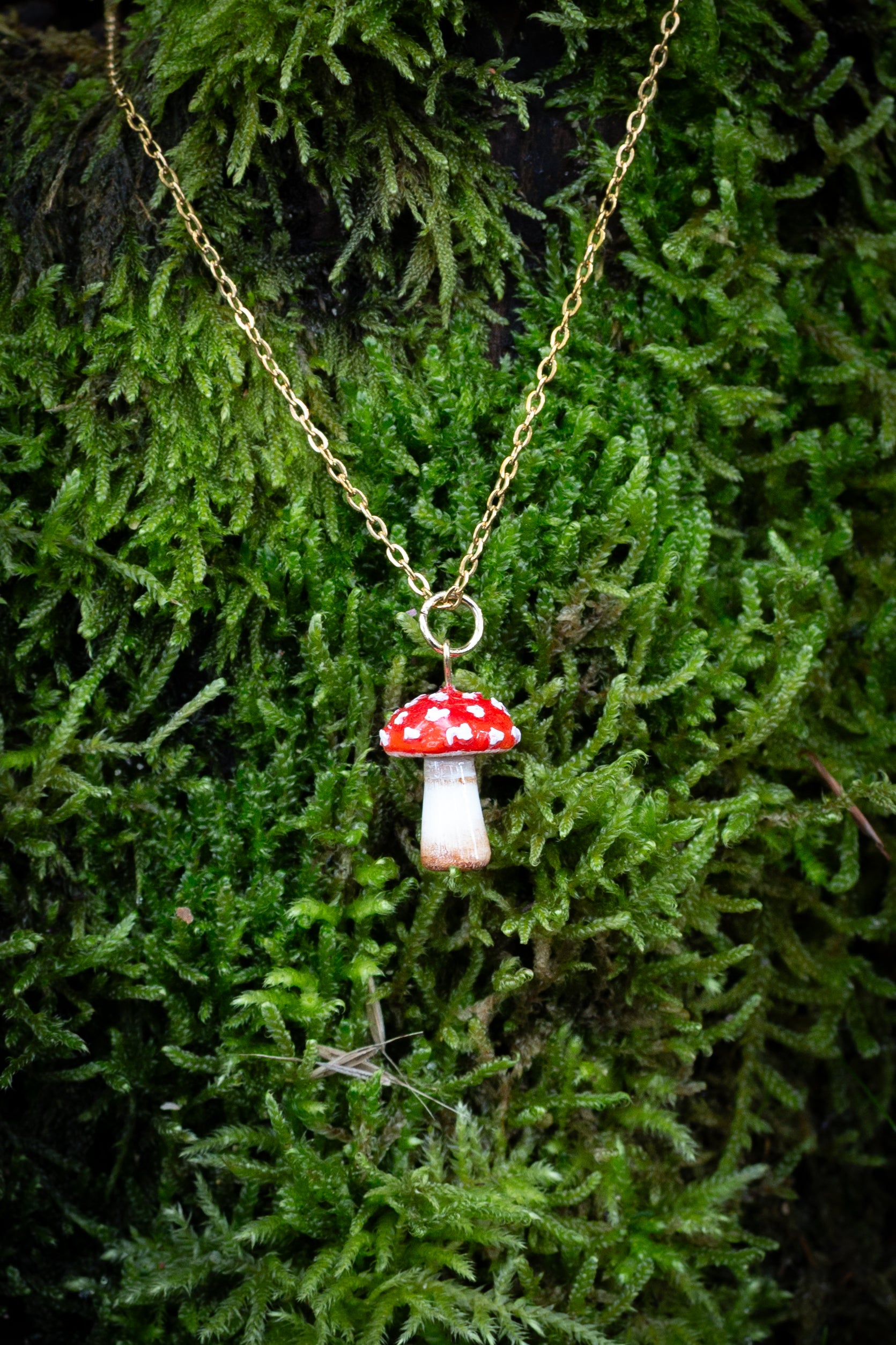 Amanita Muscaria Necklace (Gold)