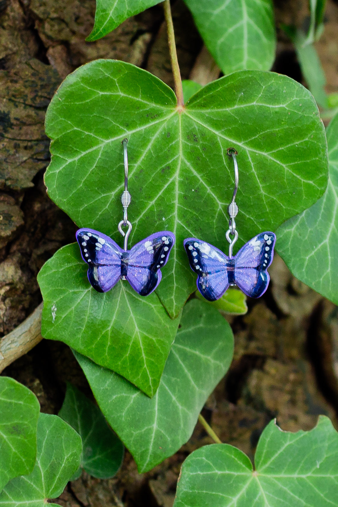 Violetter Morphofalter Ohrringe