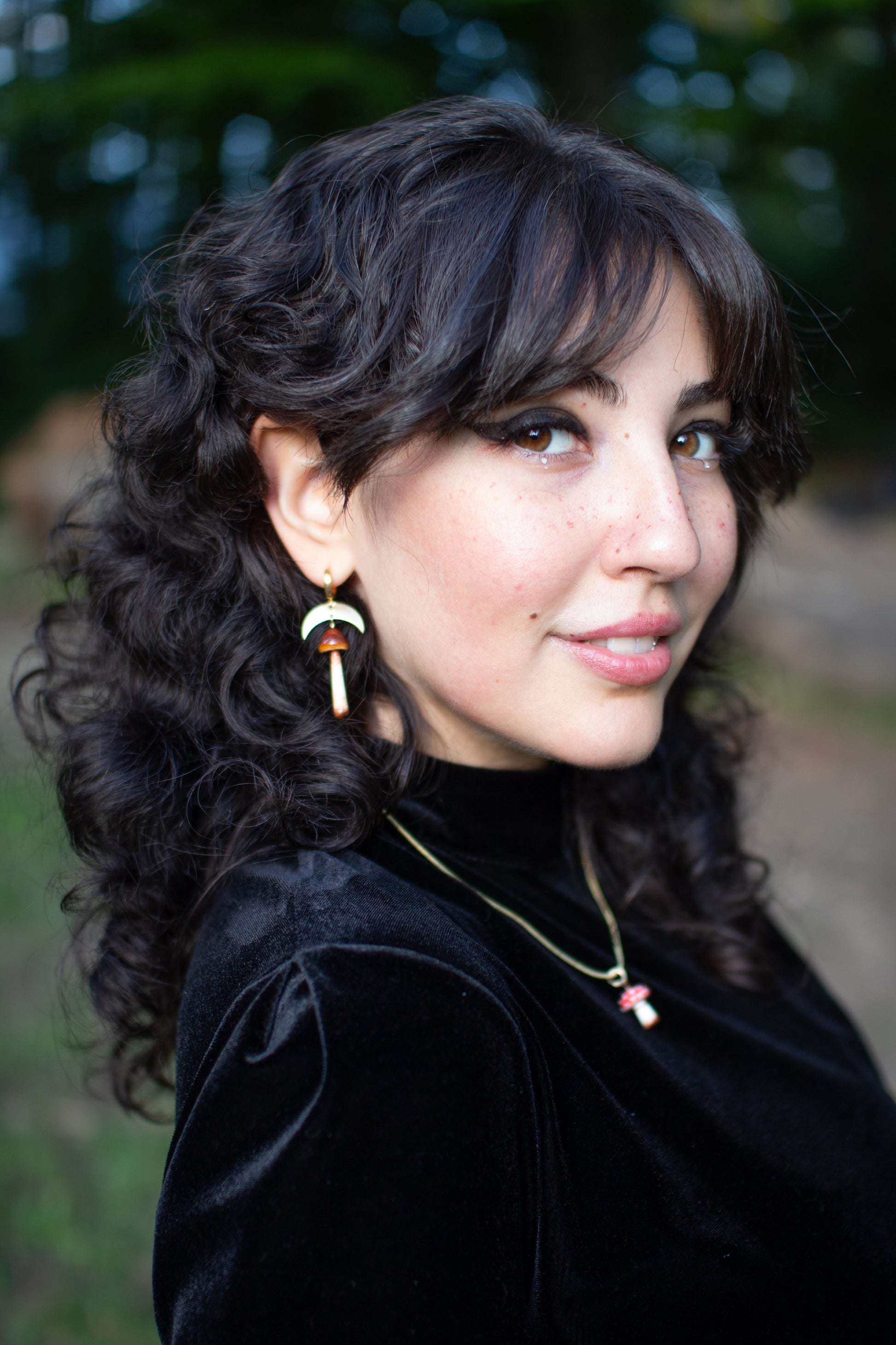Crescent Moon Magic Mushroom Earings (Psilocybe Semilanceata)