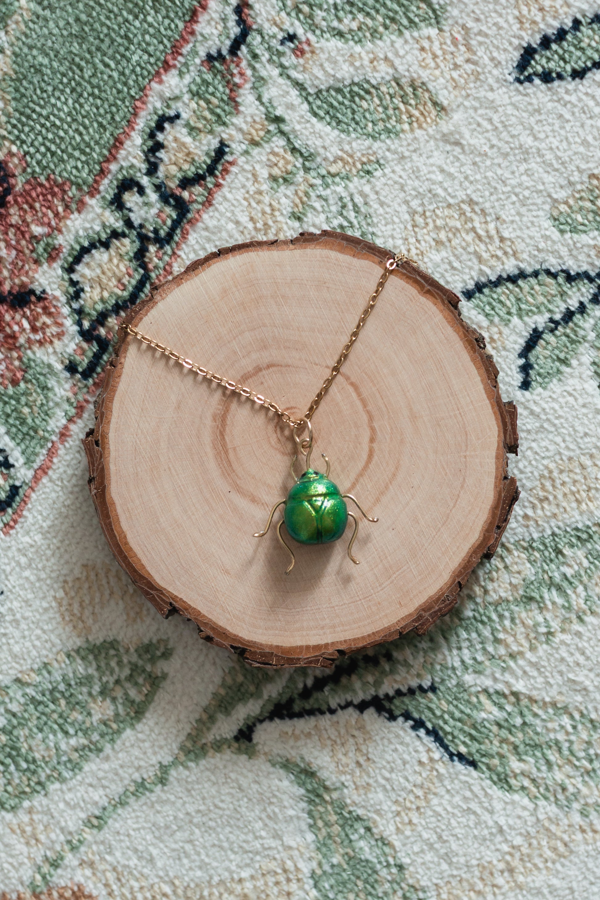 Mint Leaf Beetle Necklace