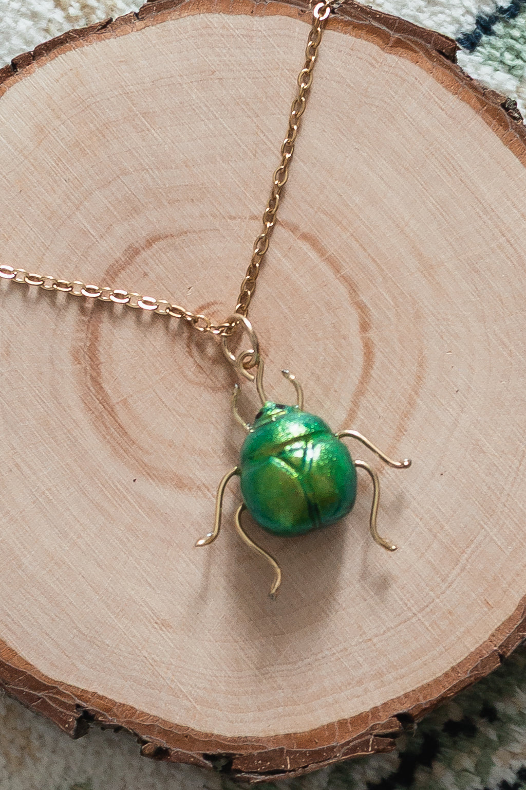 Mint Leaf Beetle Necklace