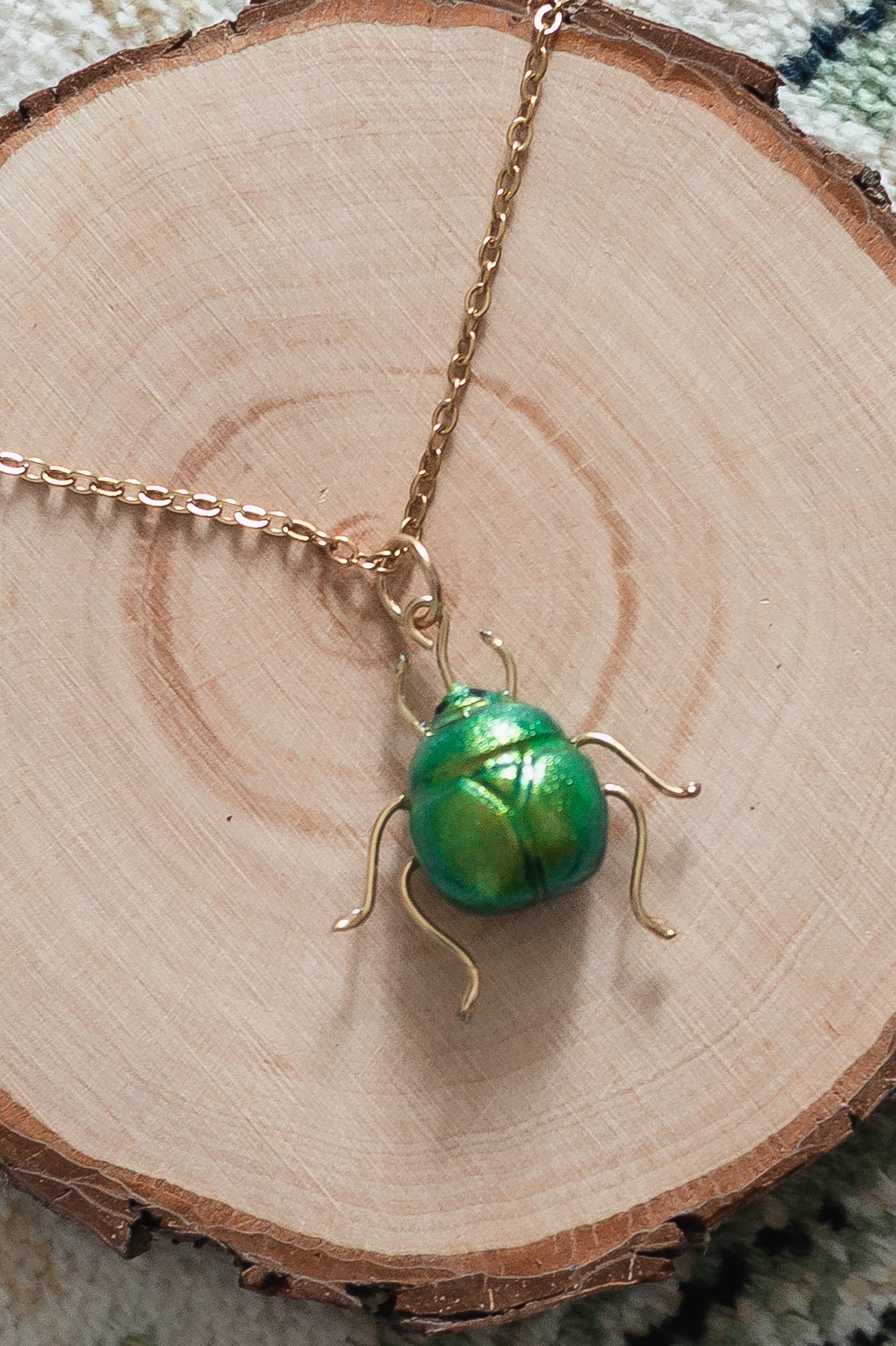 Mint Leaf Beetle Necklace