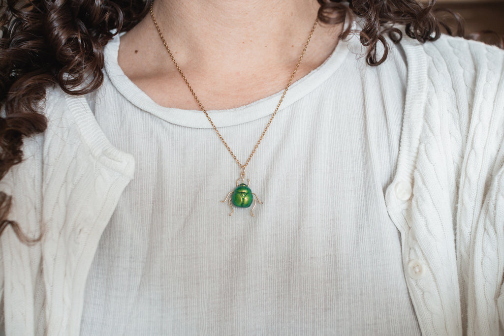 Mint Leaf Beetle Necklace
