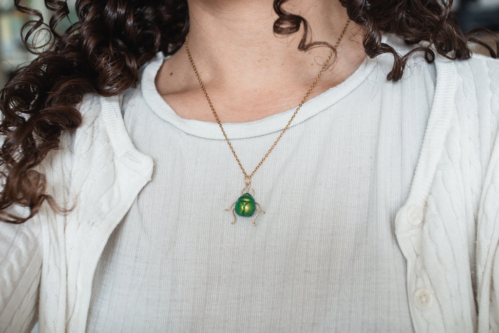 Mint Leaf Beetle Necklace