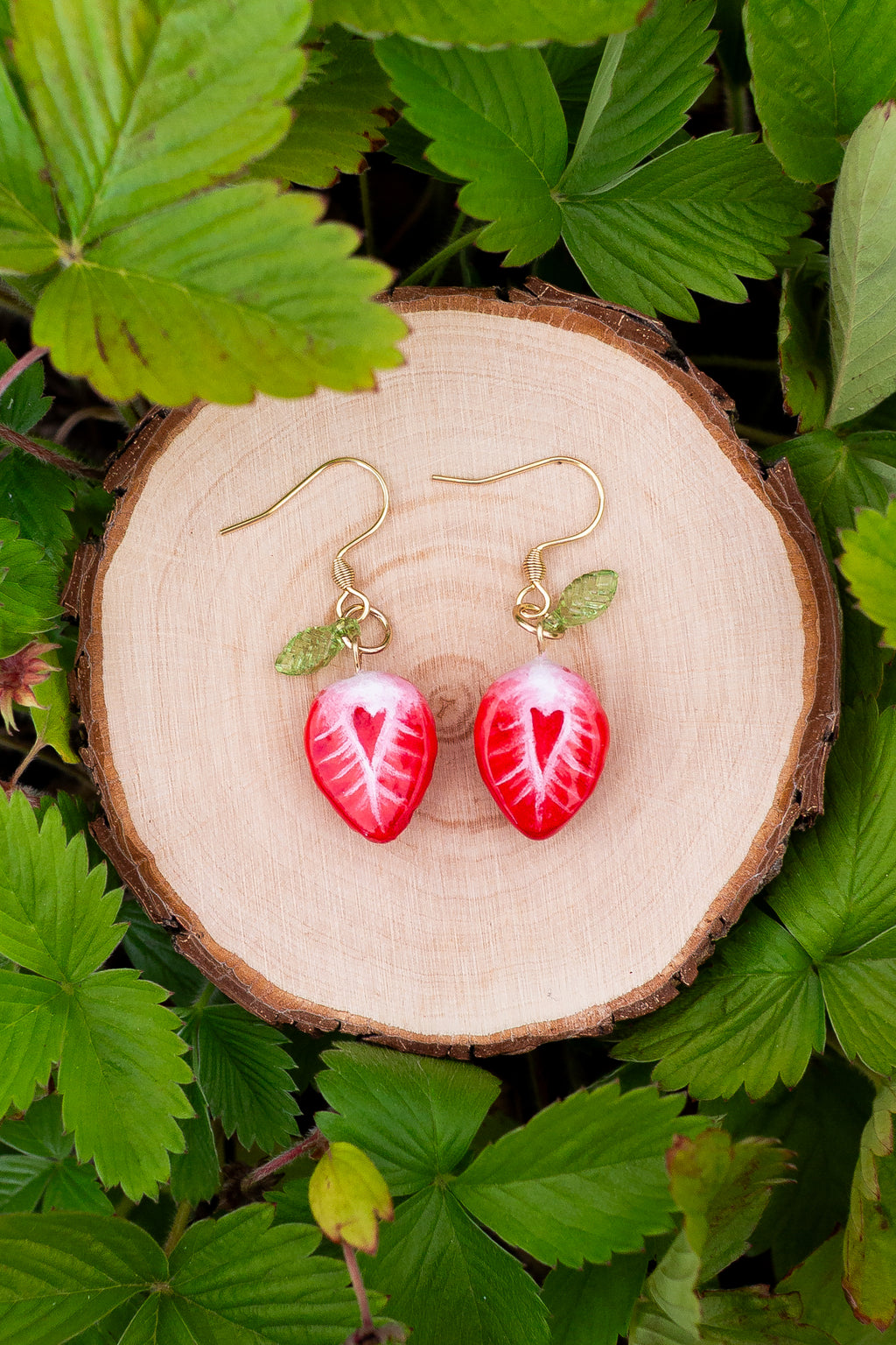 Halfed Strawberry Earrings