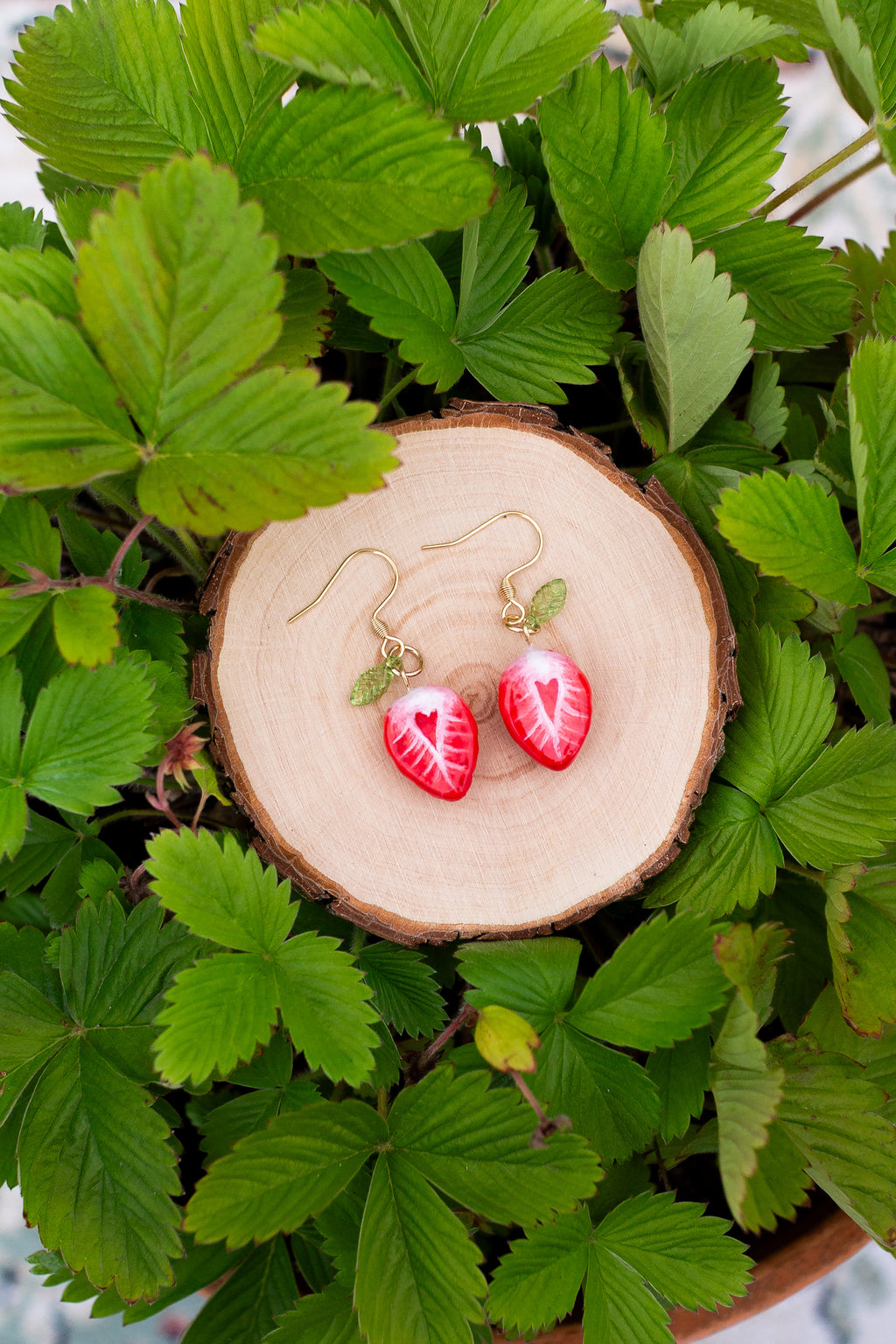 Halfed Strawberry Earrings