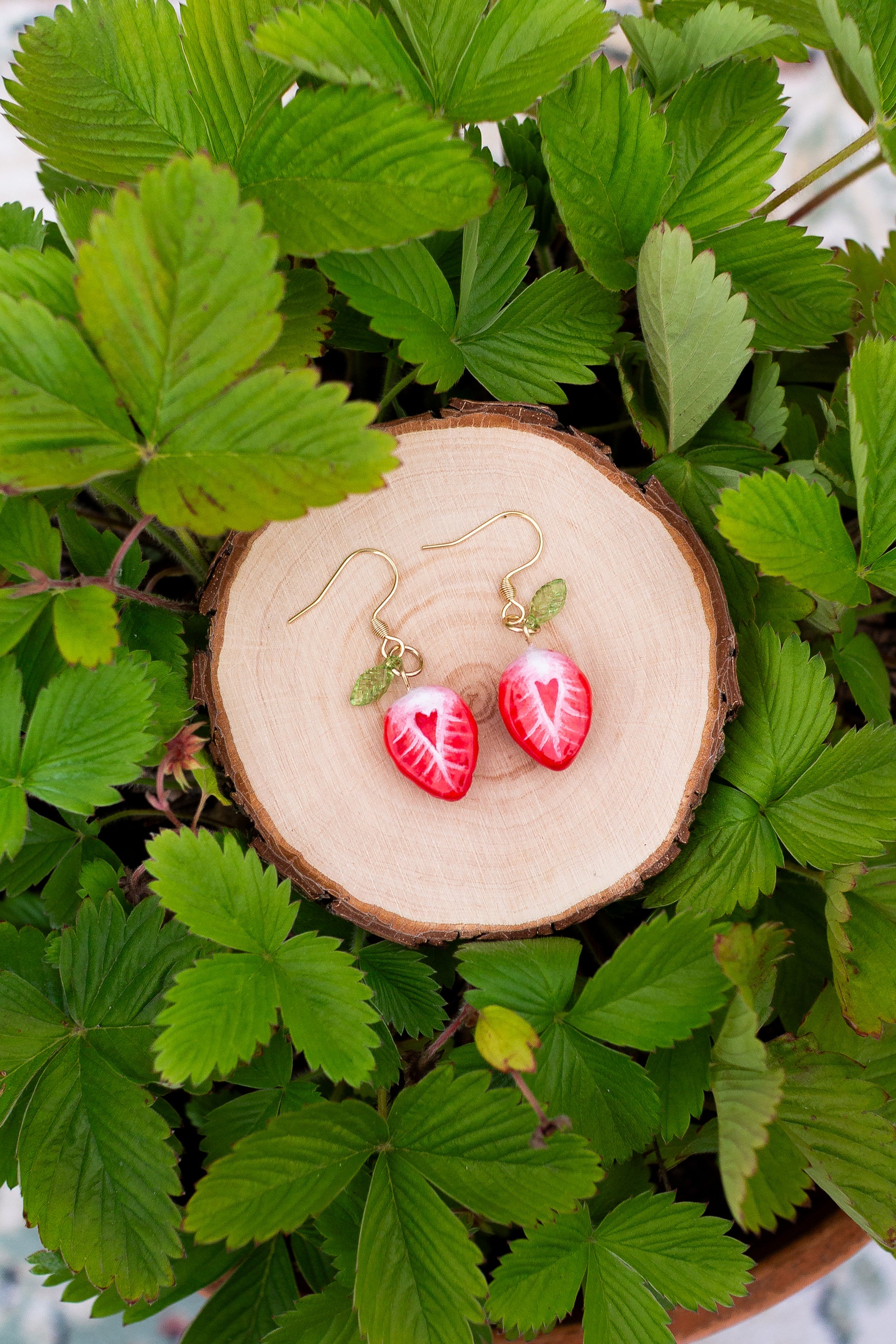 Halfed Strawberry Earrings