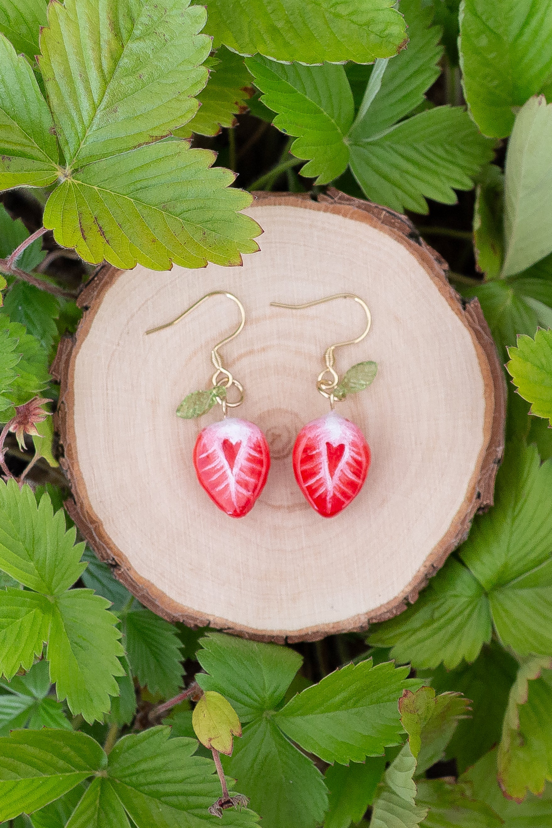 Halfed Strawberry Earrings