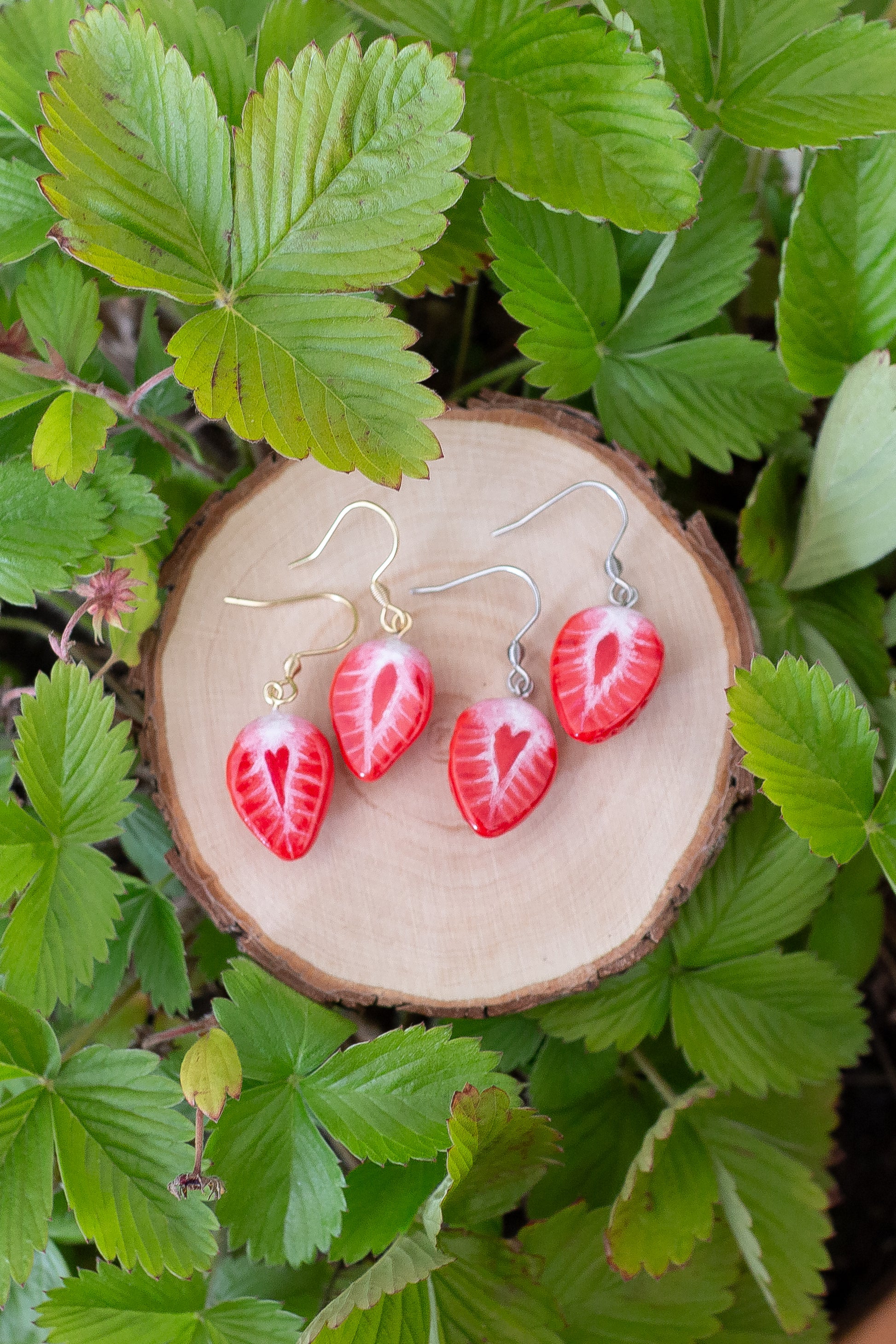 Halfed Strawberry Earrings