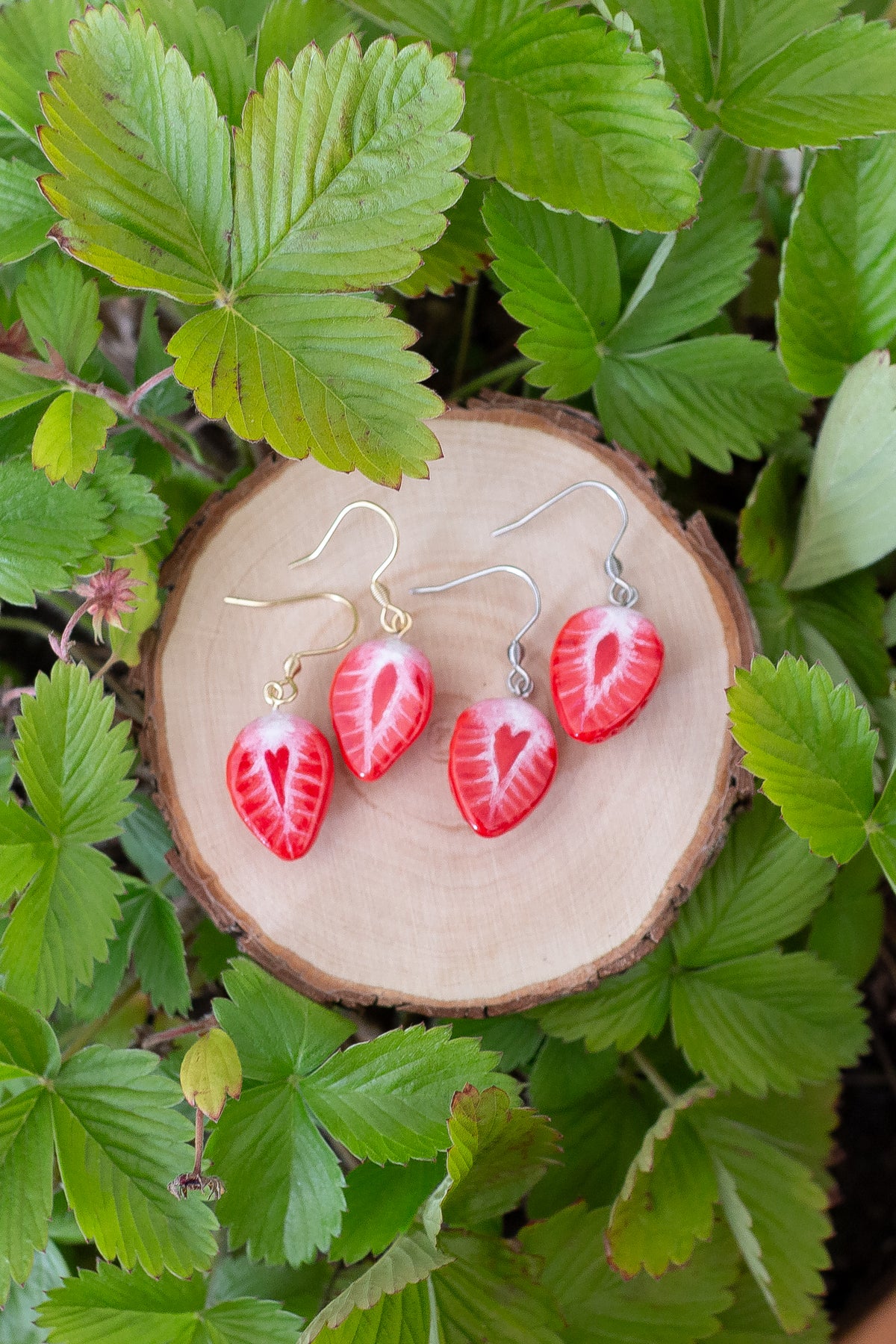 Halfed Strawberry Earrings