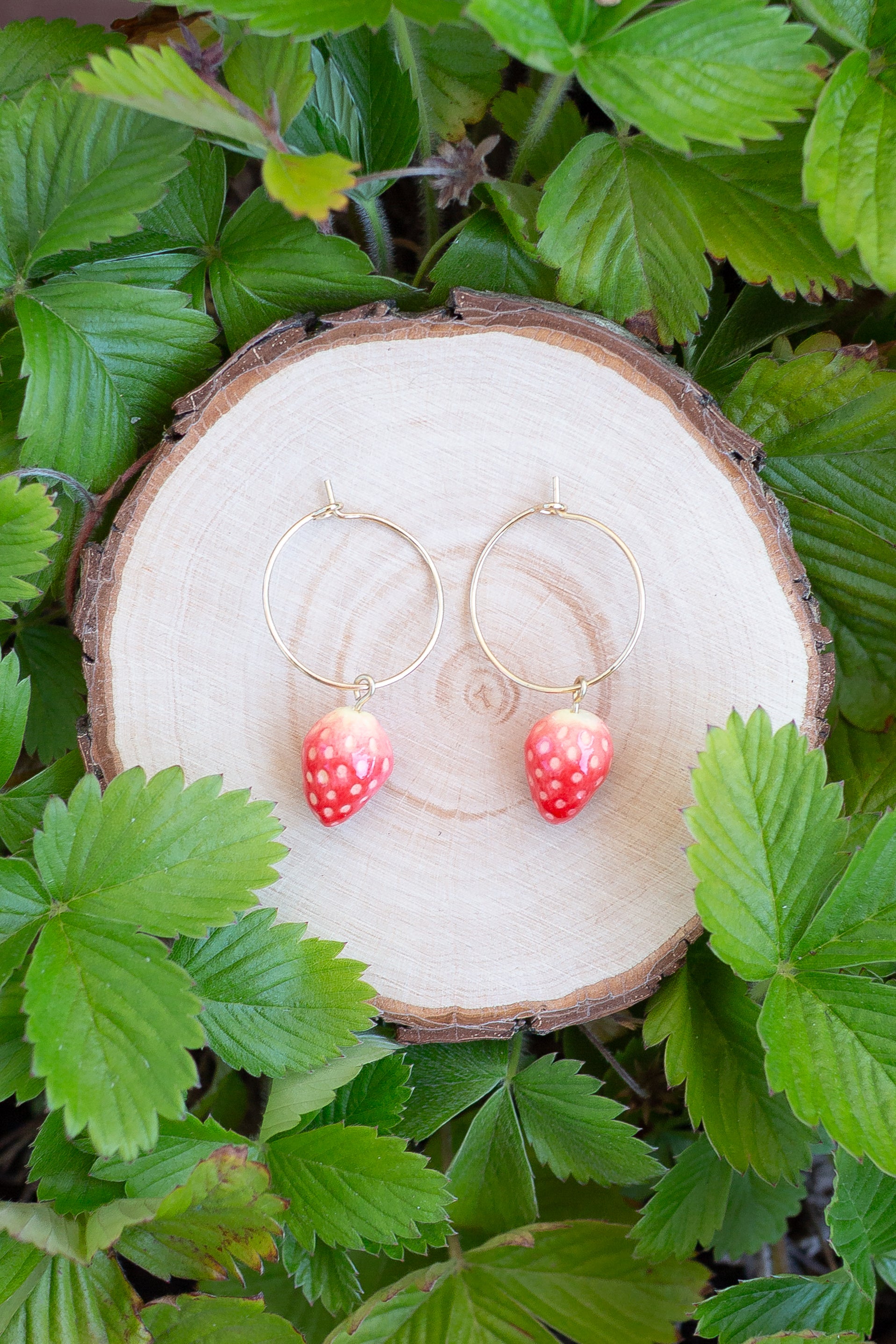 Sweet Strawberry Earring Hoops