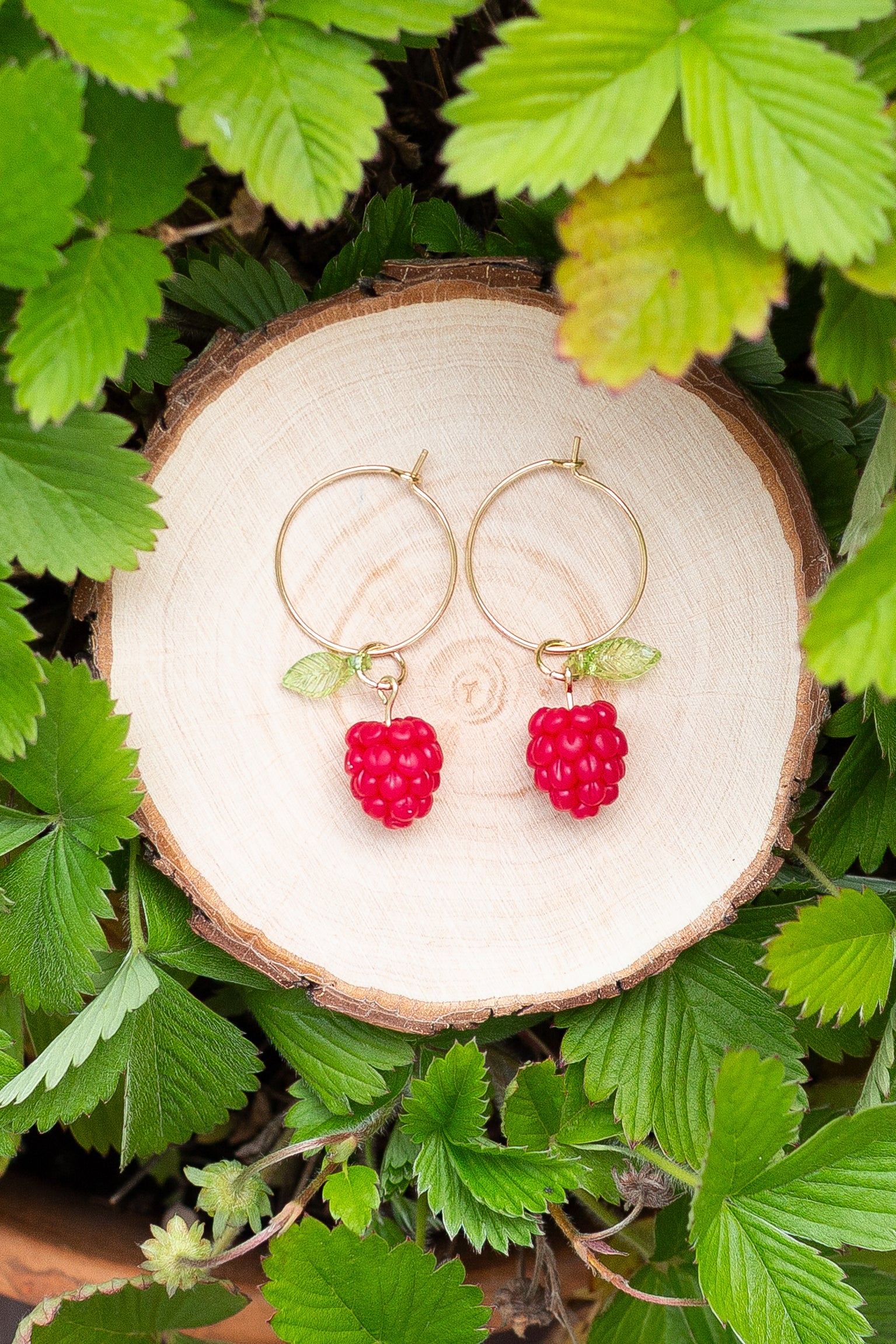 Raspberry Hoop Earrings