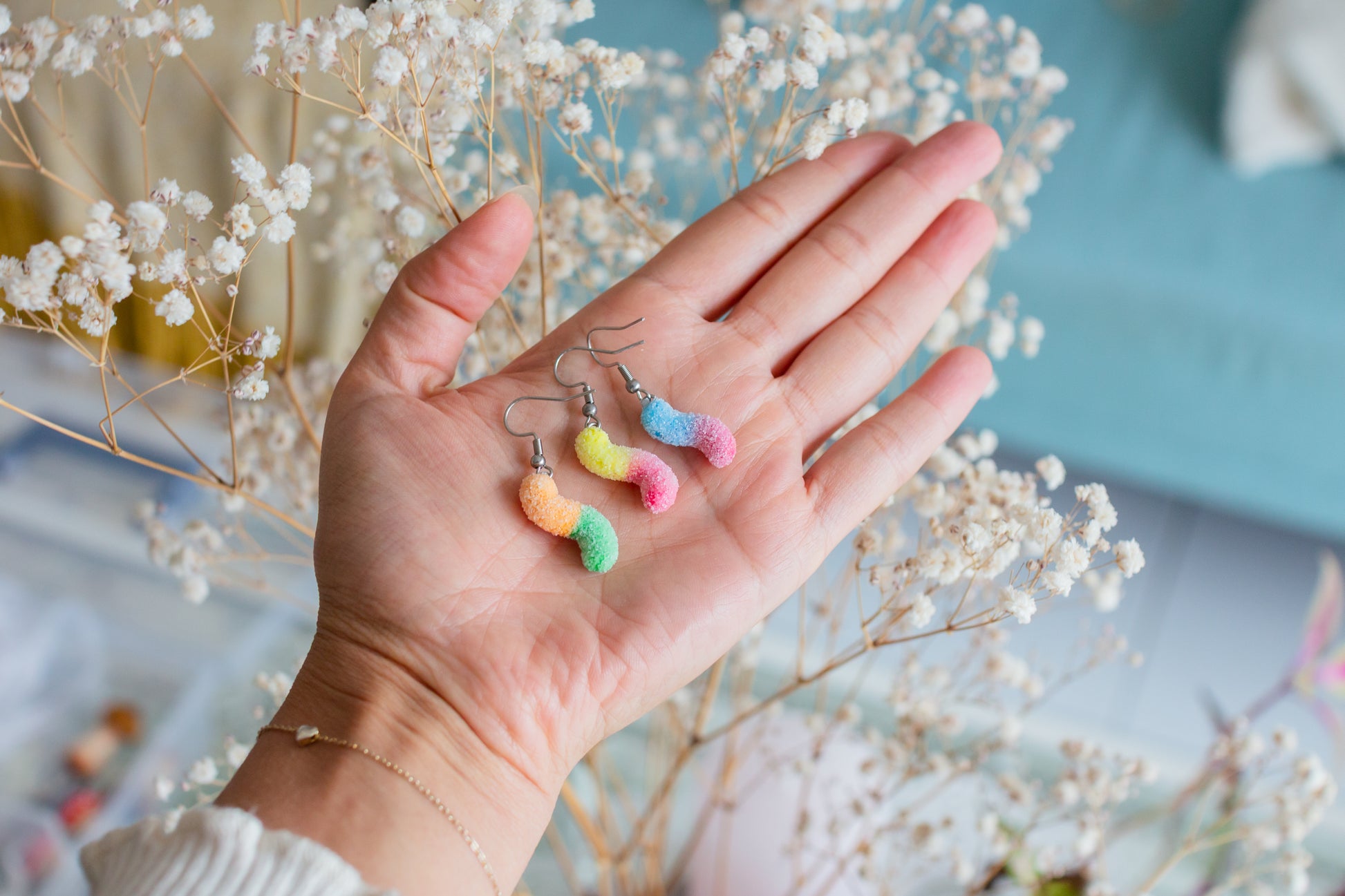 Sour Worm Gummy Earrings