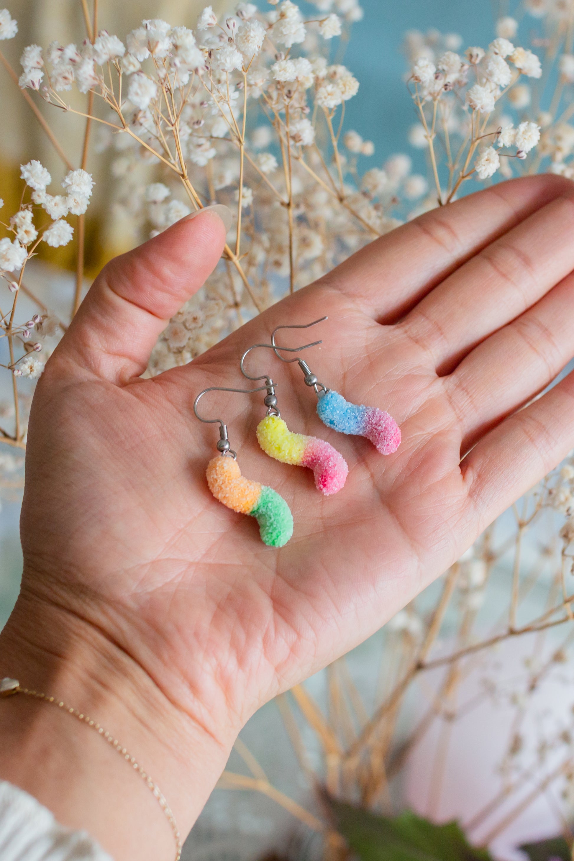 Sour Worm Gummy Earrings
