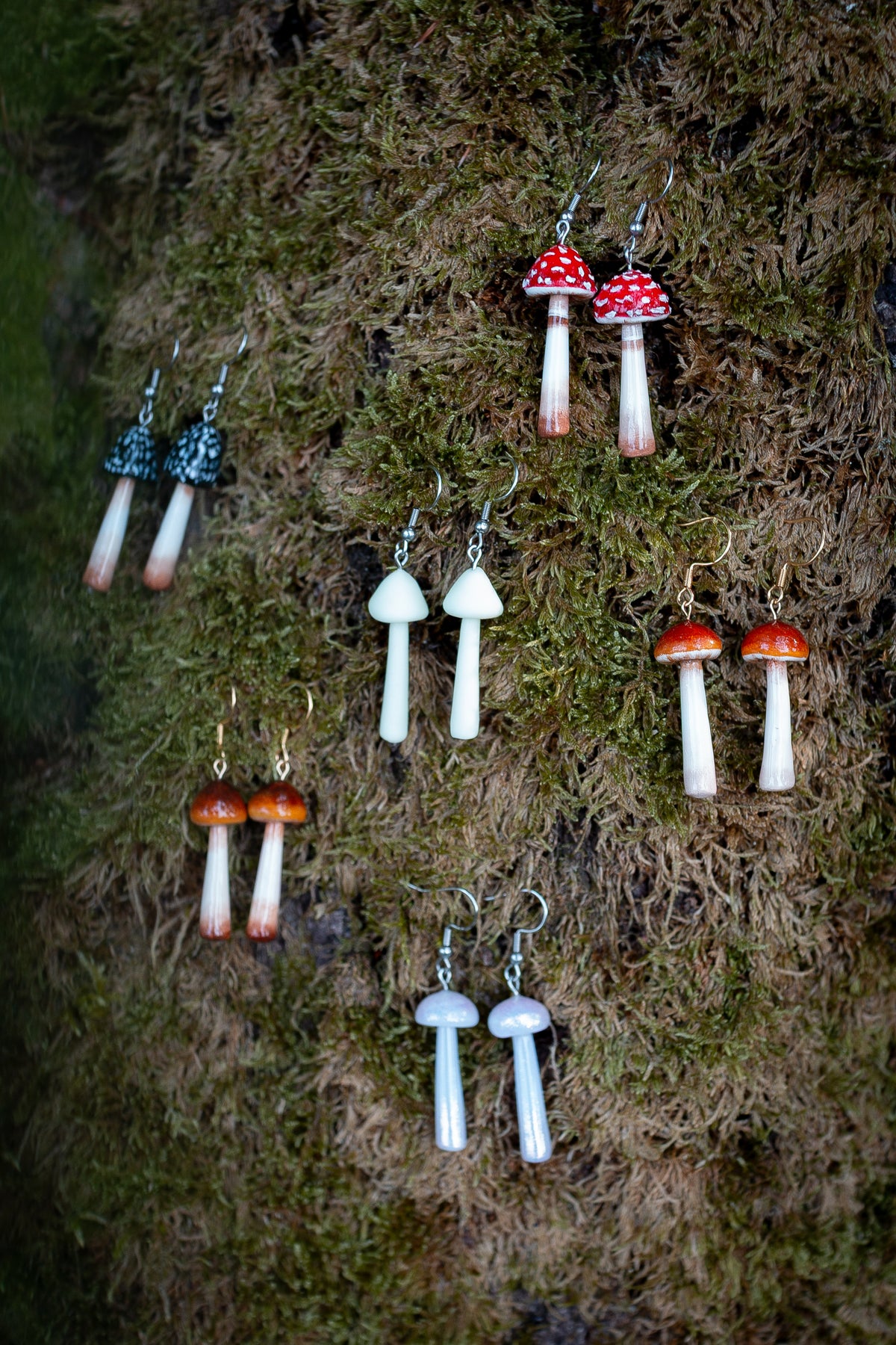 Long Trippy Mushroom Earrings (Amanita Muscaria)