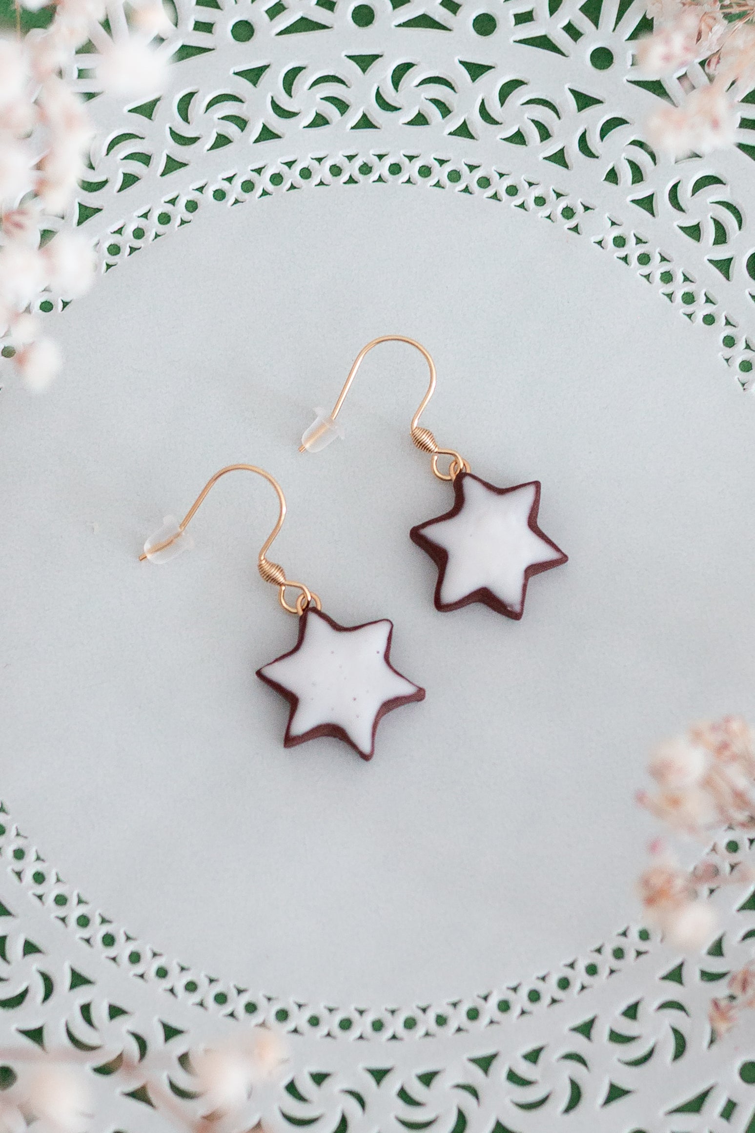 Star Shaped Cinnamon Biscuit Earrings