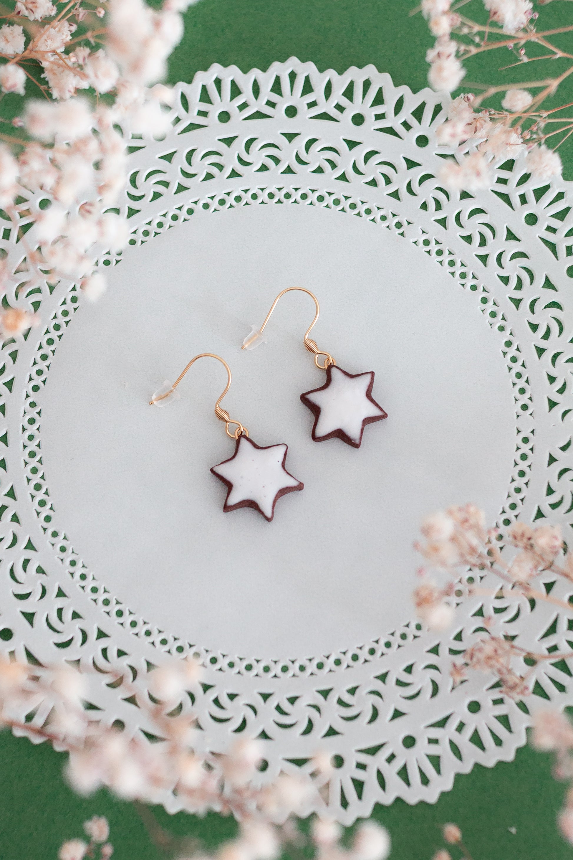 Star Shaped Cinnamon Biscuit Earrings