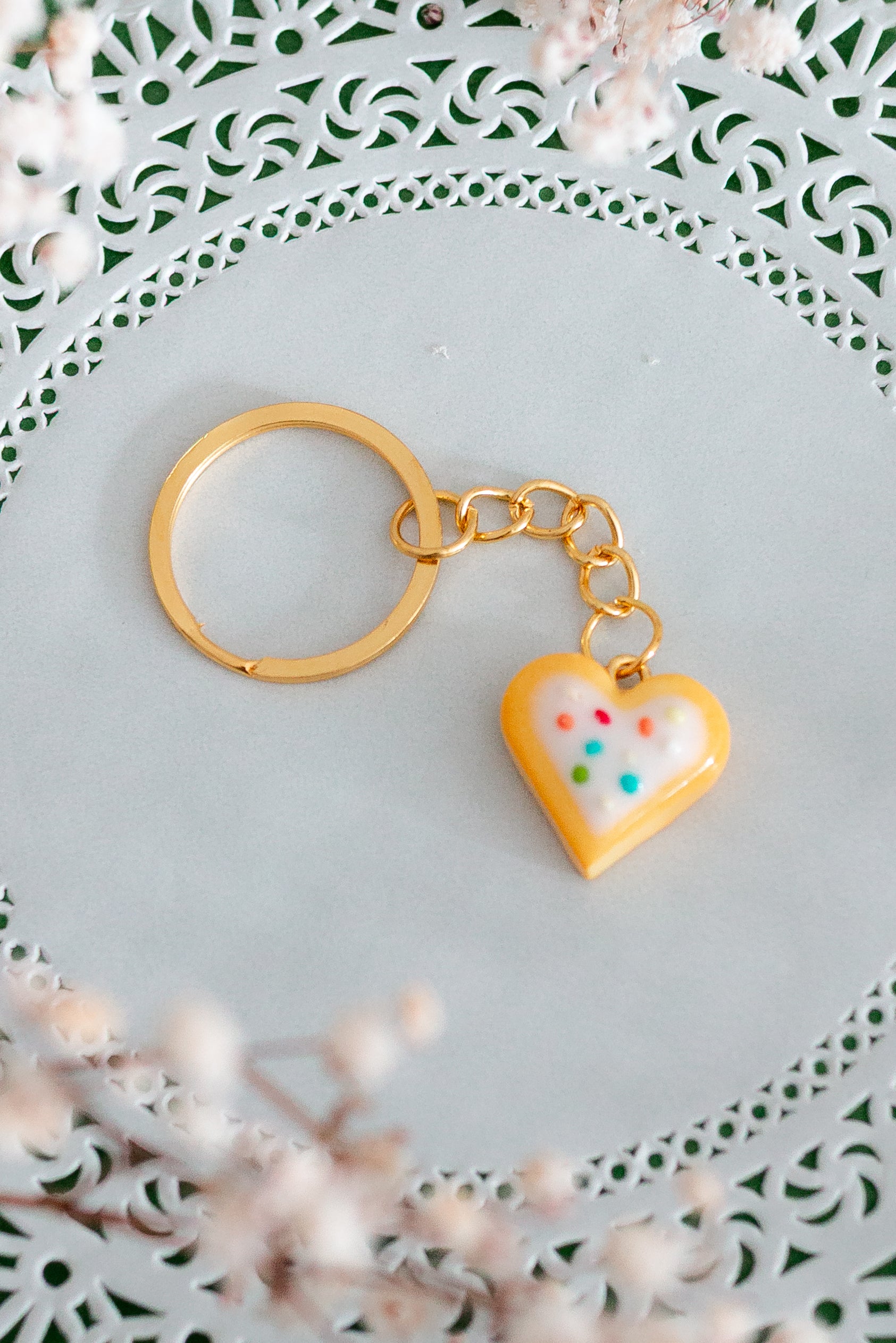 Heart Shaped Milanese Biscuit Keychain
