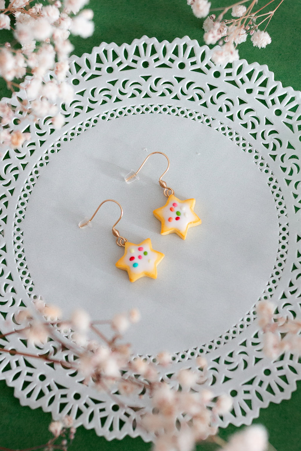 Star Shaped Milanese Biscuit Earrings (with Icing and Sprinkles)