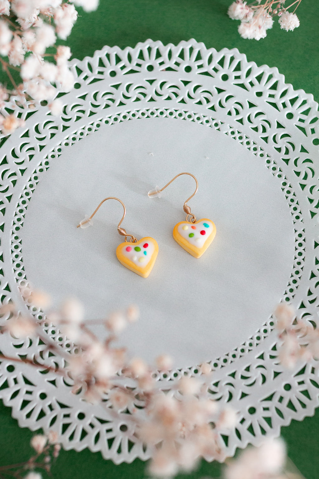 Heart Shaped Milanese Biscuit Earrings (with Icing and Sprinkles)