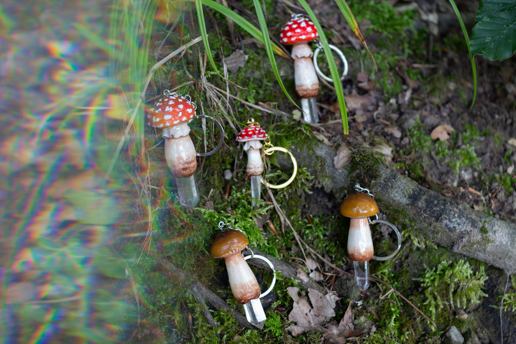 Amanita Muscaria Keychain Silver