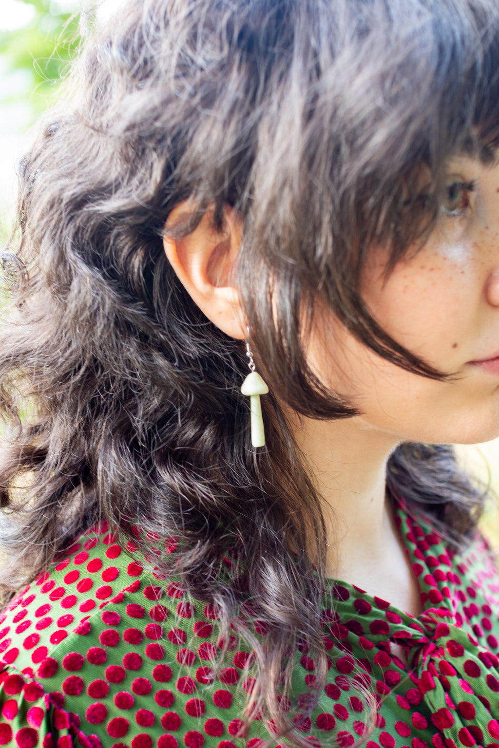 Eternal Light Mushroom Earrings (Mycena Luxaeterna)
