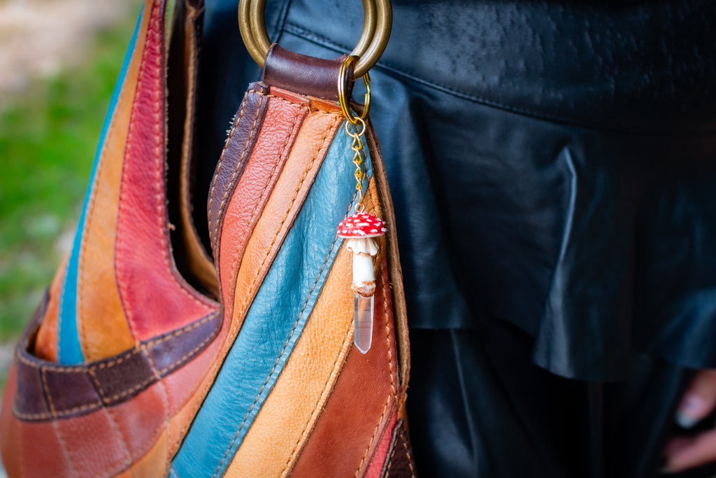 Amanita Muscaria Keychain Gold