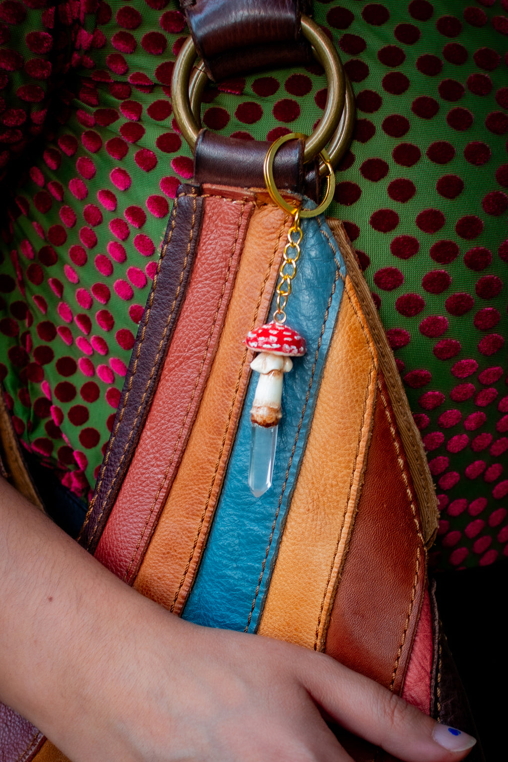 Amanita Muscaria Keychain Gold