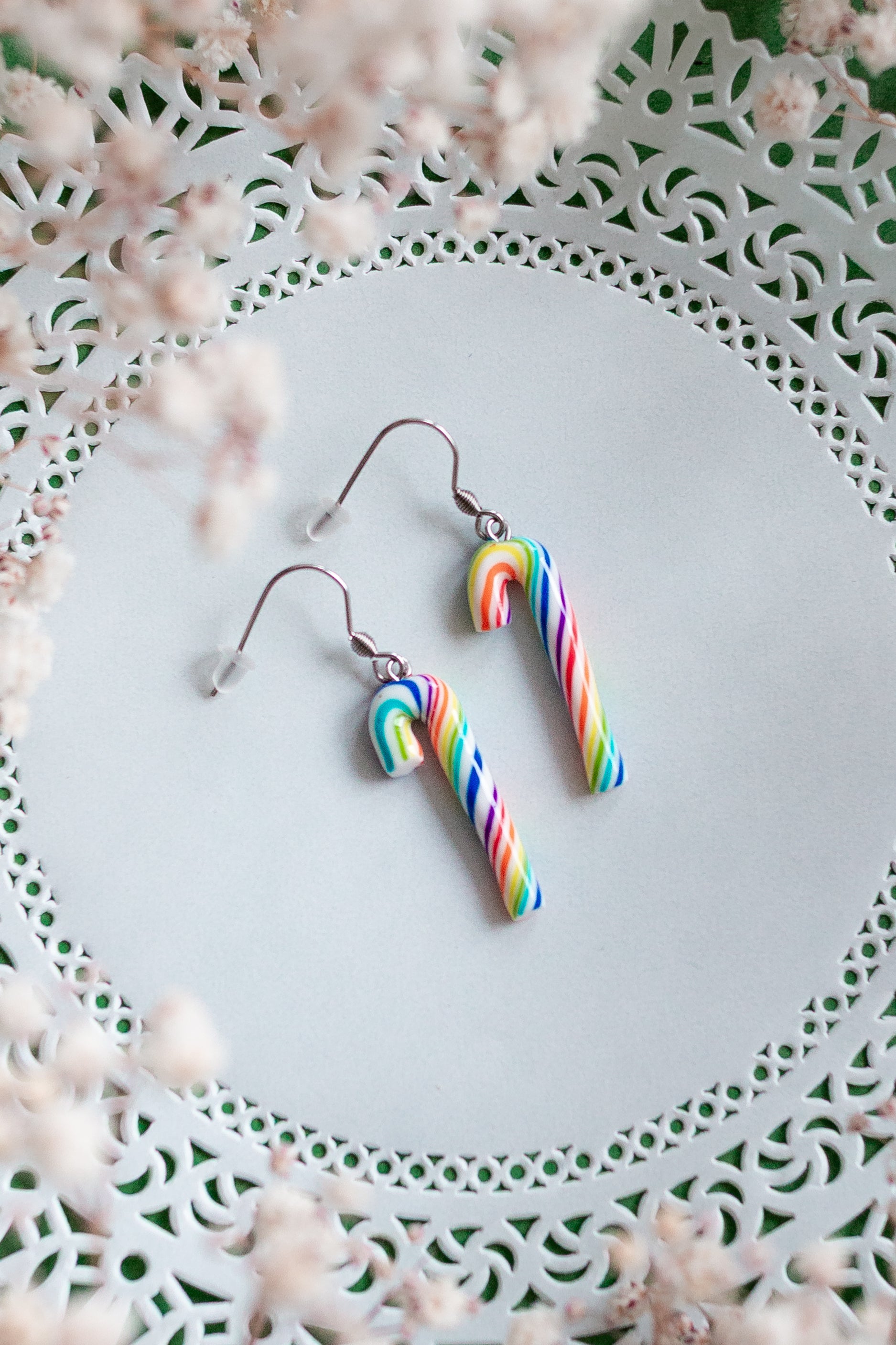 Rainbow Candycane Earrings