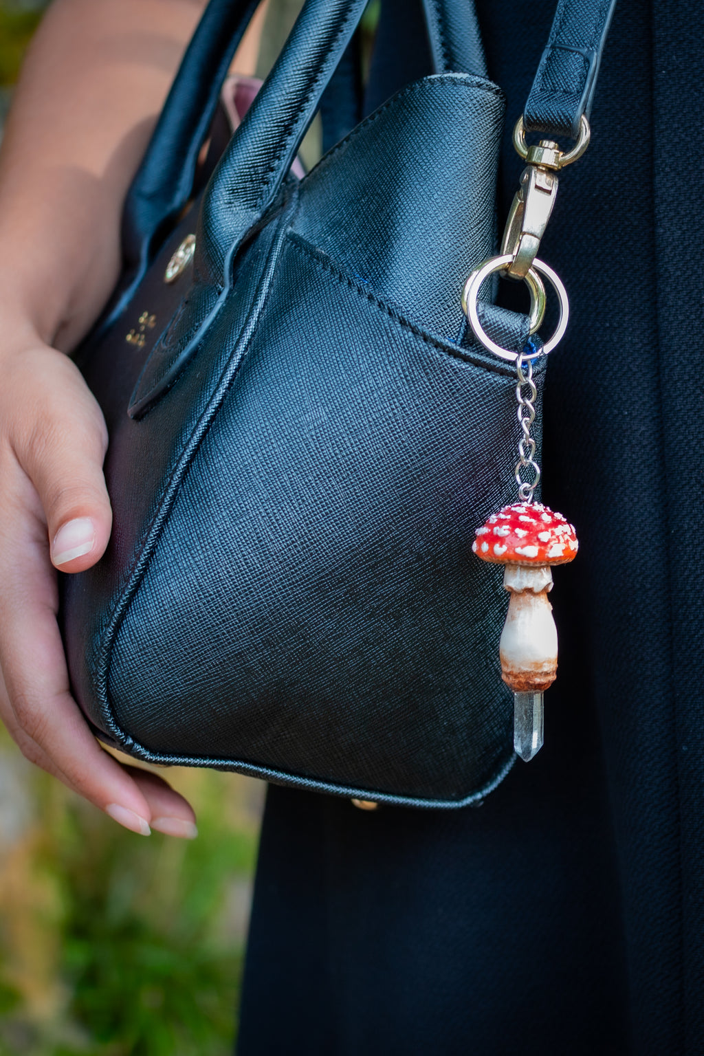 Amanita Muscaria Keychain Silver
