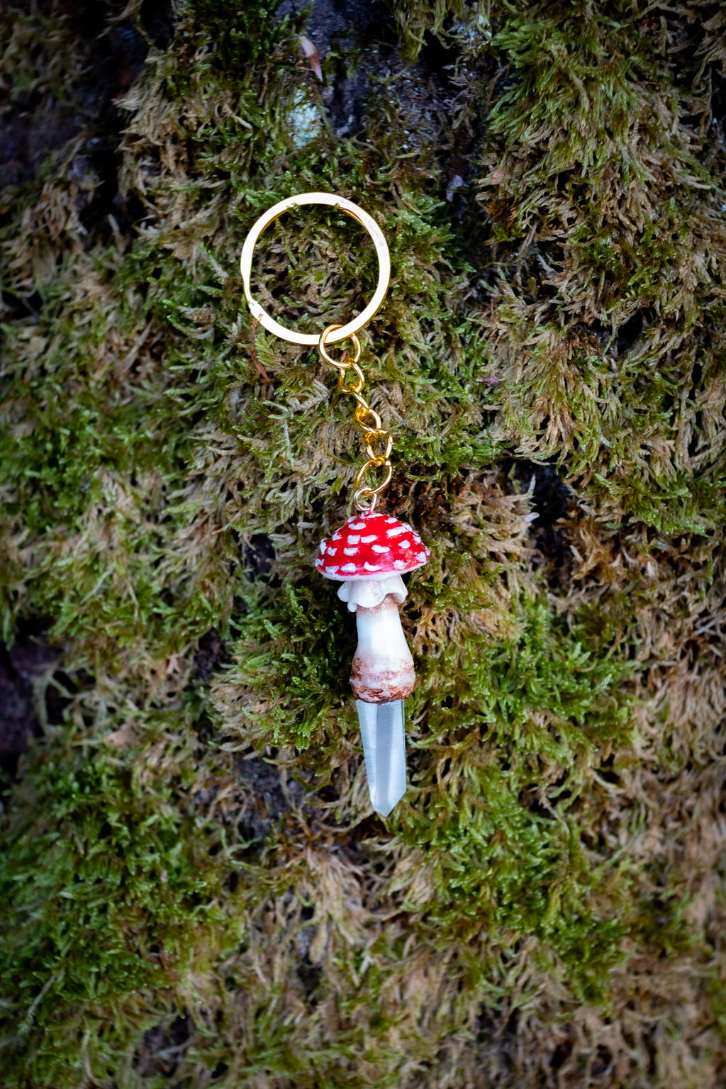 Amanita Muscaria Keychain Gold