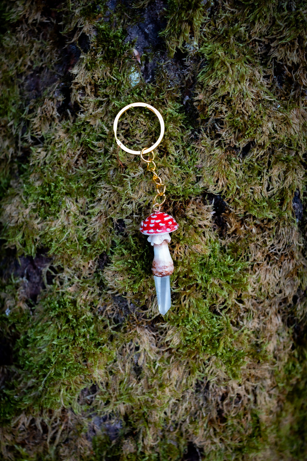 Amanita Muscaria Keychain Gold
