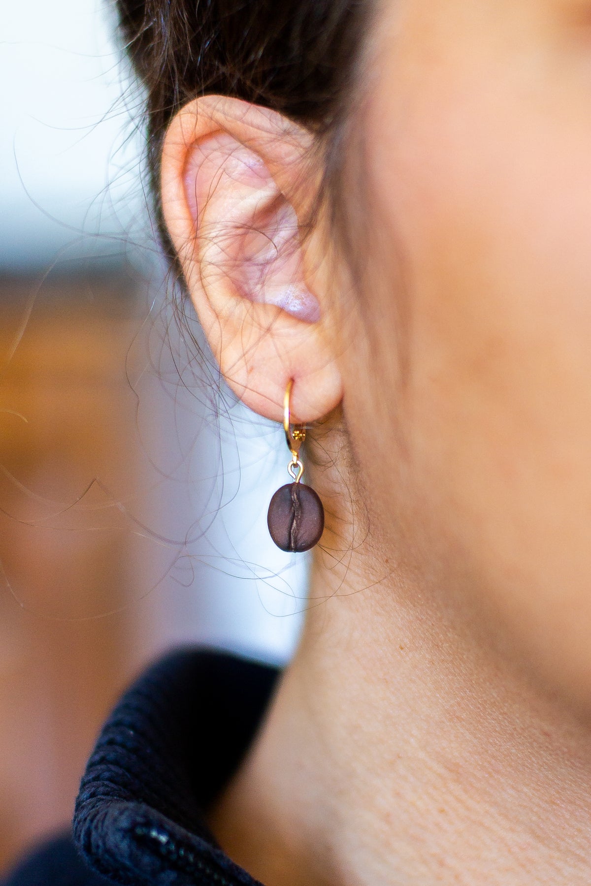 Coffee Bean Earring Huggies