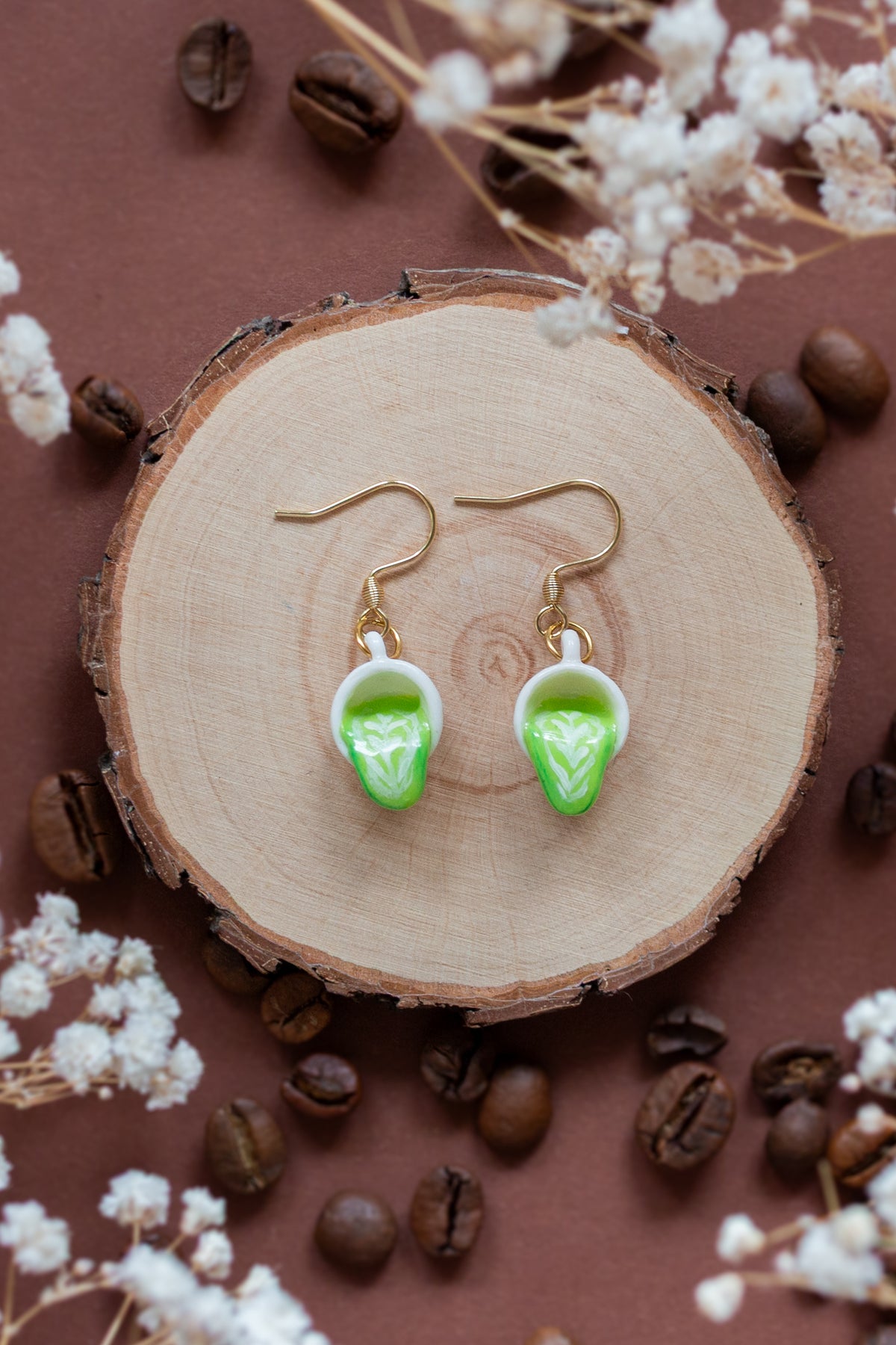 Spilled Matcha Latte Earrings