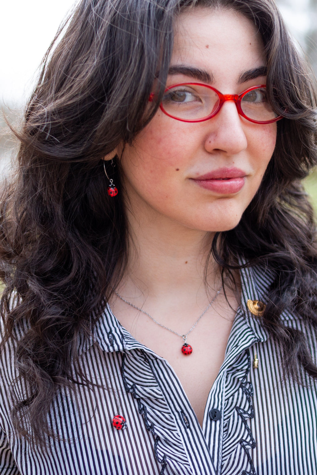 Ladybug Hoop Earrings