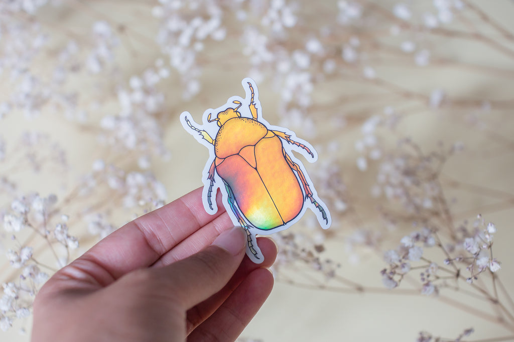 Rose Beetle Holographic Sticker 🪲