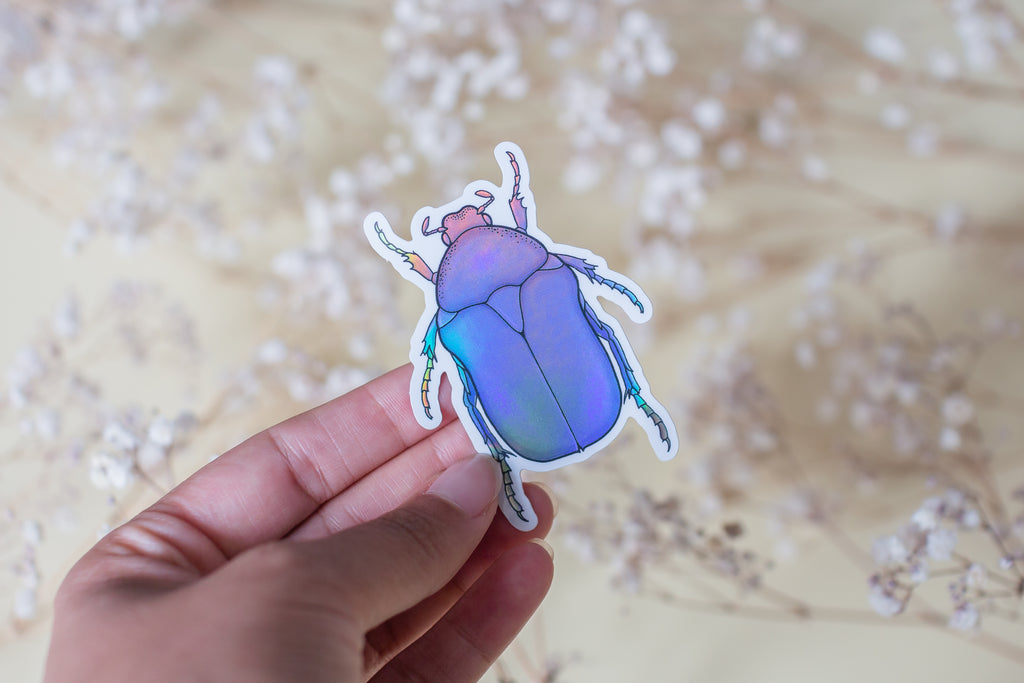 Rose Beetle Holographic Sticker 🪲