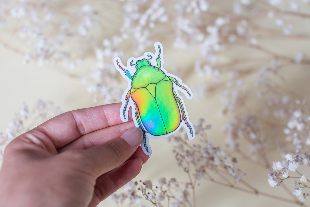 Rose Beetle Holographic Sticker 🪲